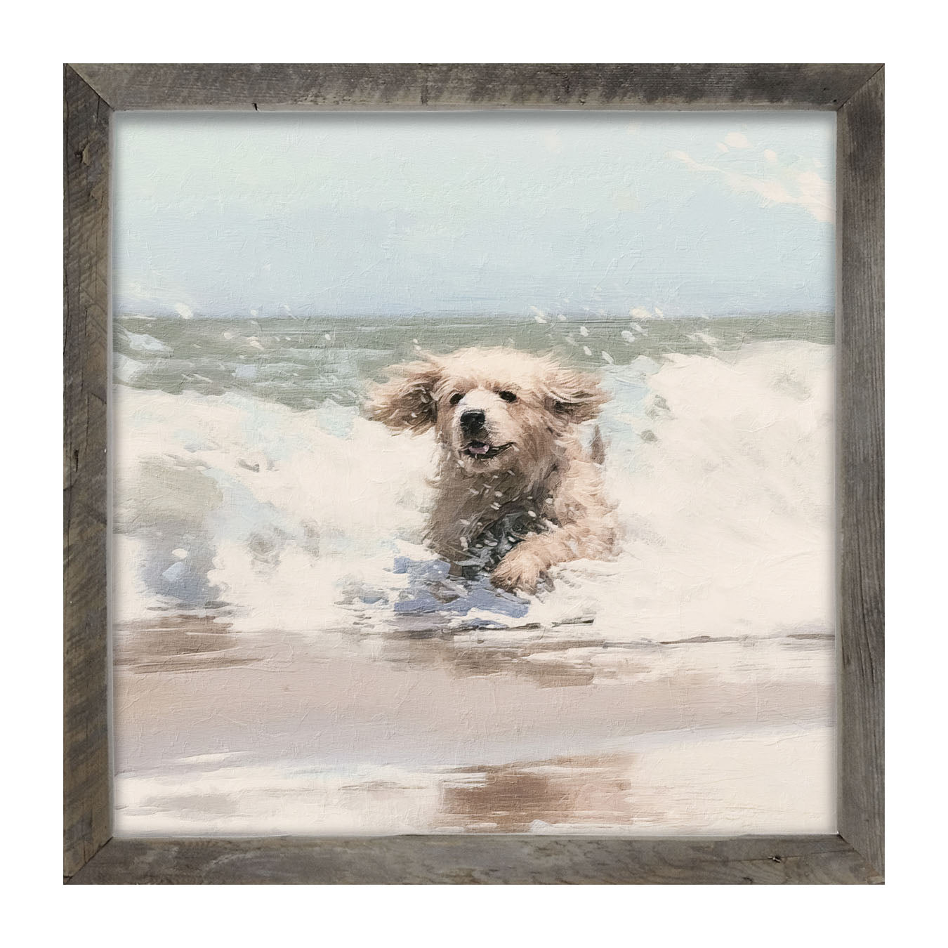 Dog running in water