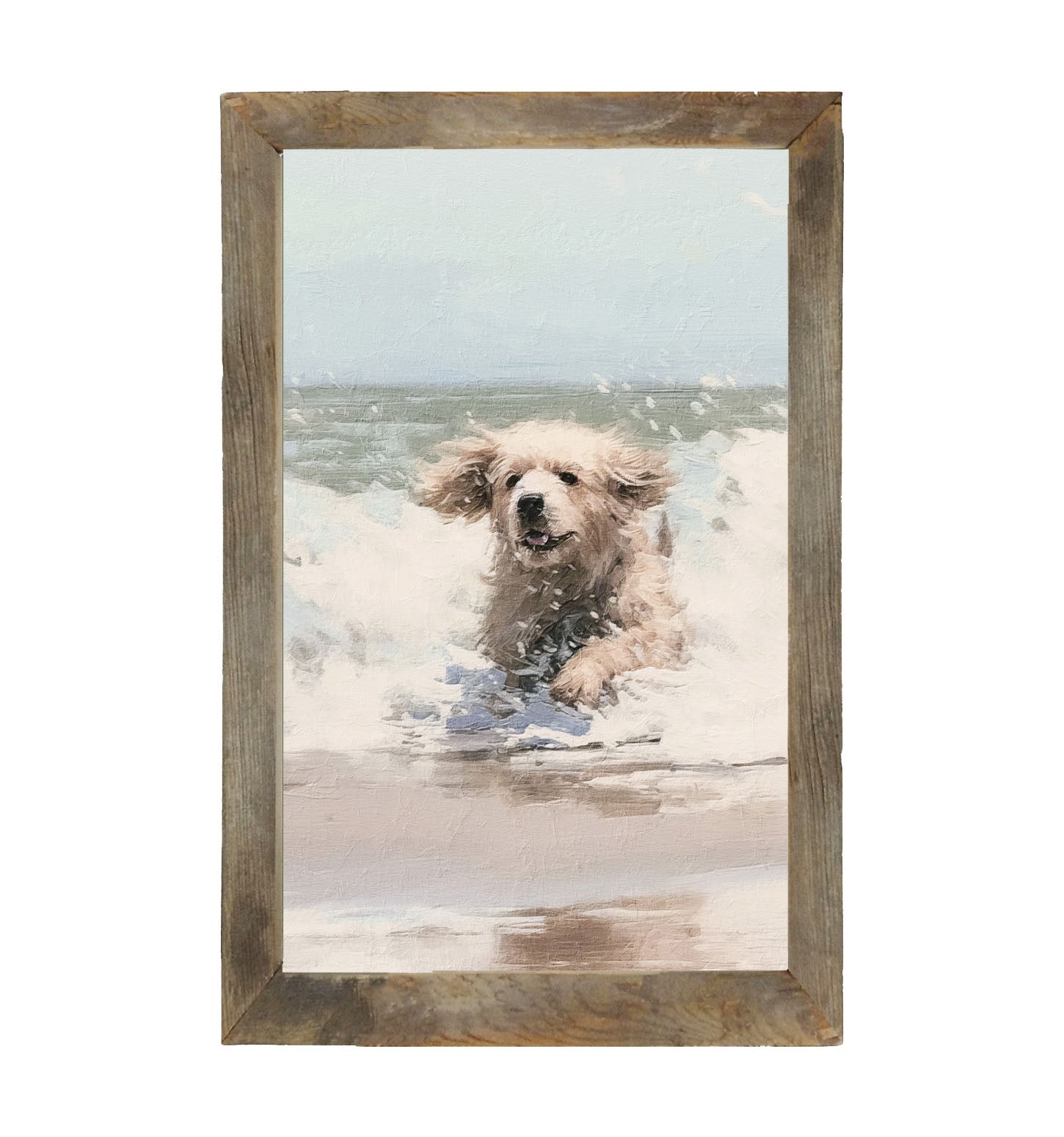 Dog running in water
