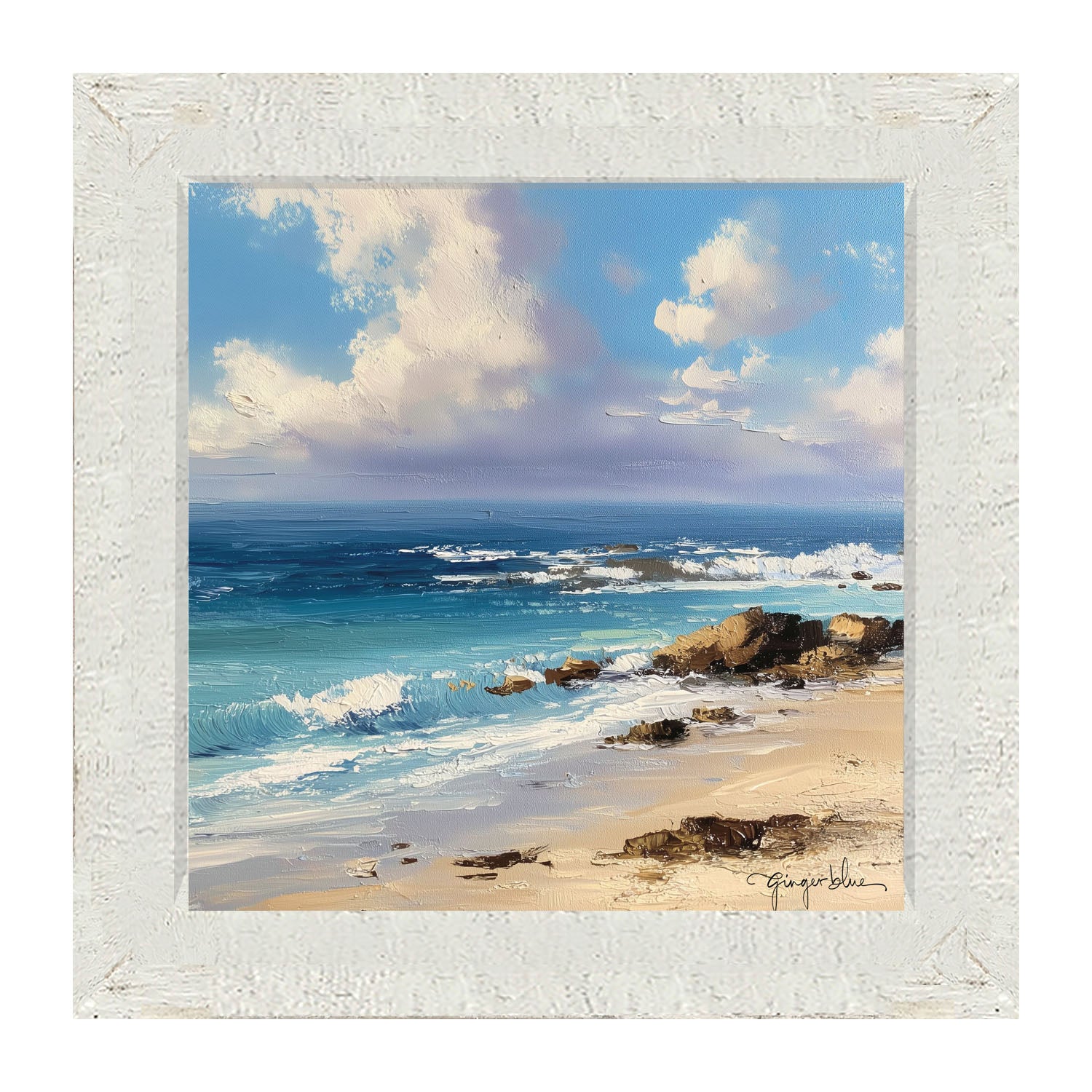 Beach with Rocks - Framed Art