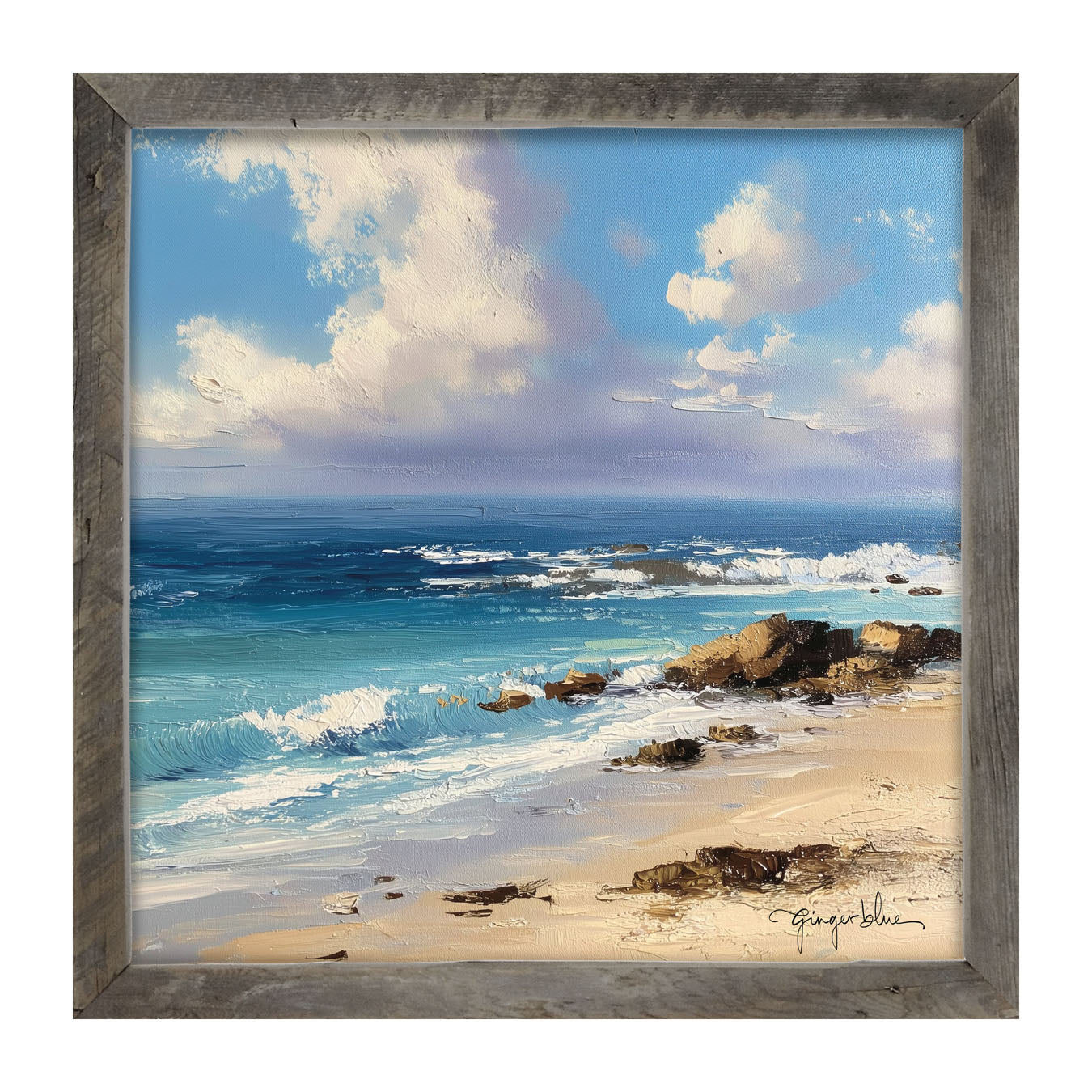 Beach with Rocks - Framed Art