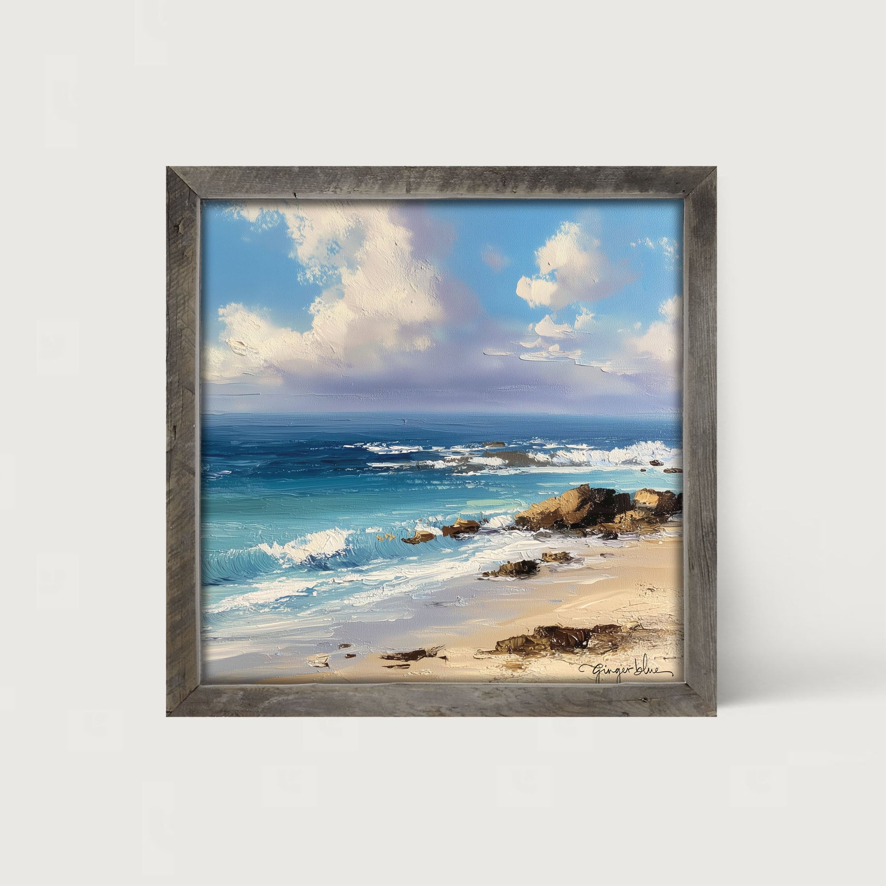 Beach with Rocks - Framed Art