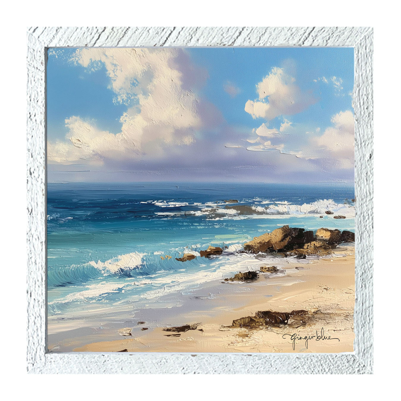 Beach with Rocks - Framed Art
