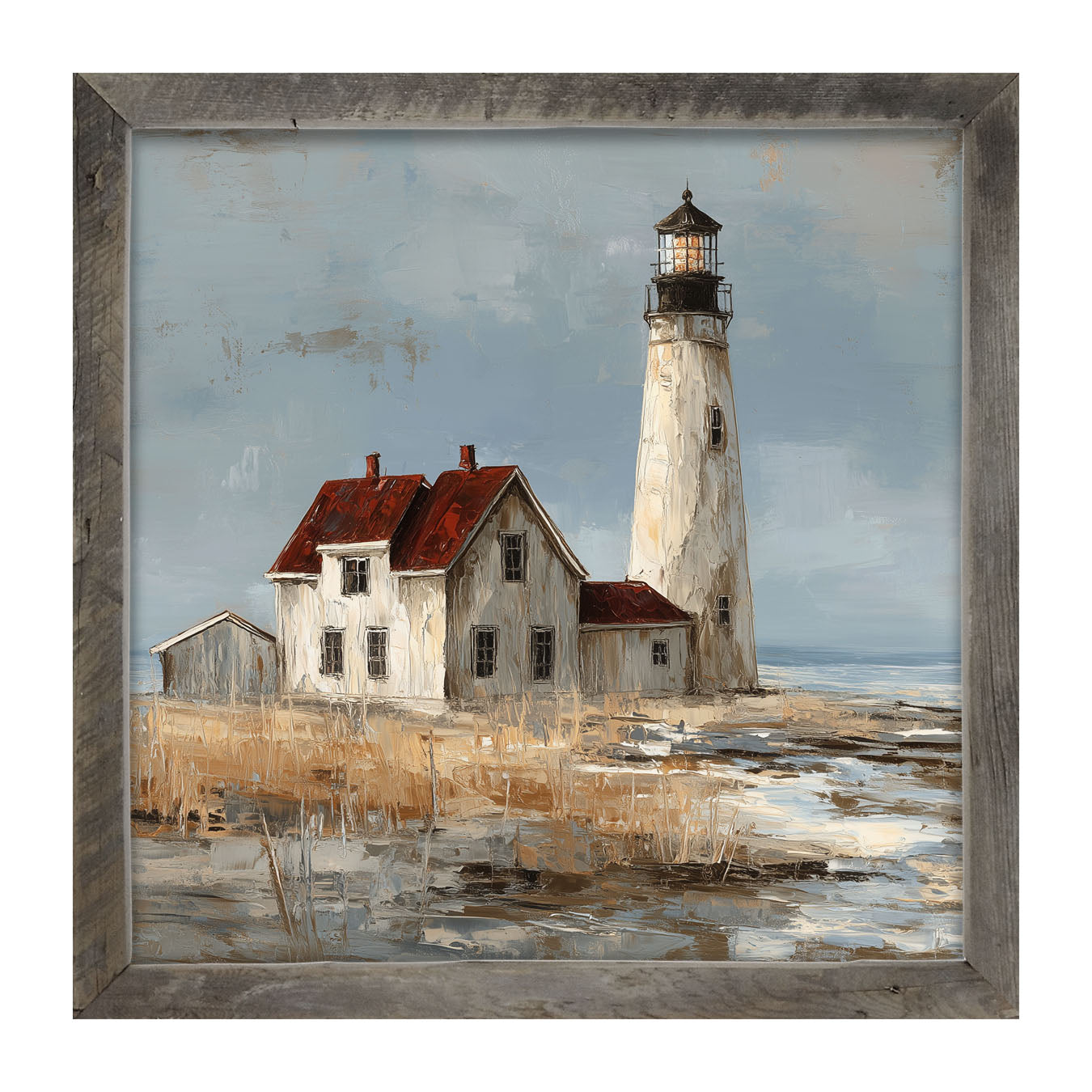 Ocean Island - Lighthouse with Red Roof - Framed Art