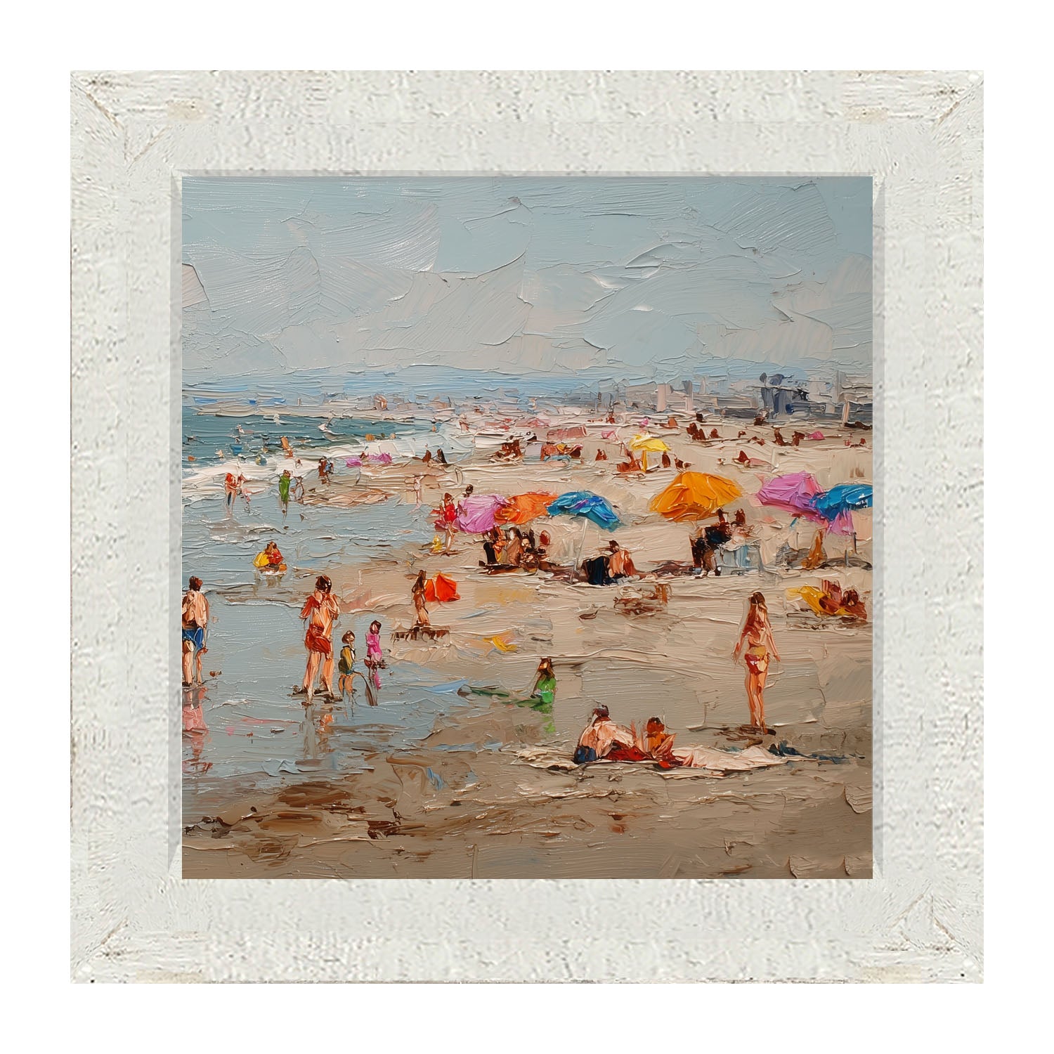Beach Time - Families at the Beach - Framed Art