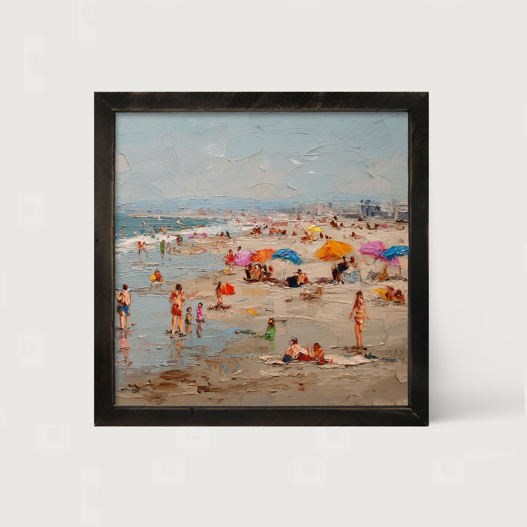 Beach Time - Families at the Beach - Framed Art