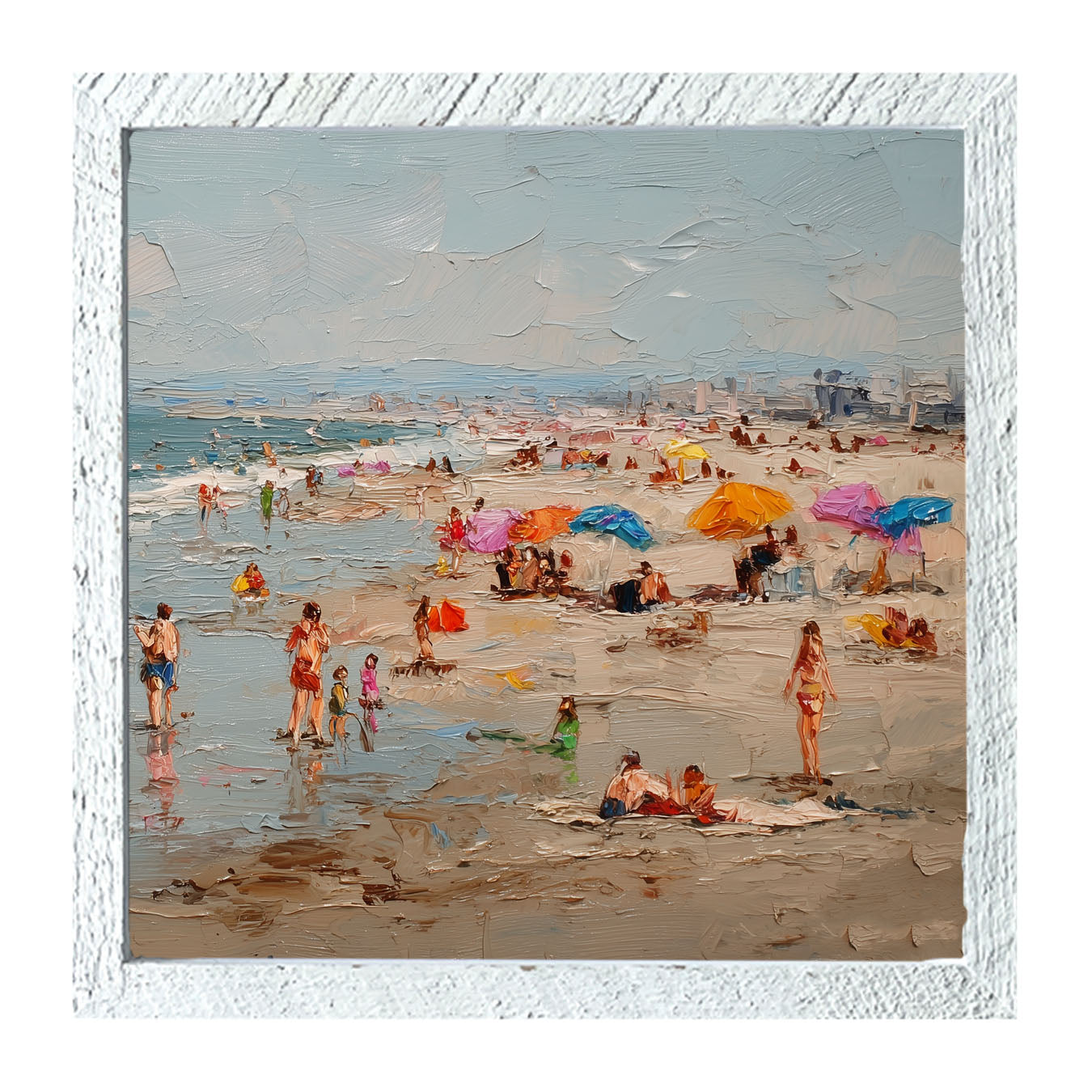 Beach Time - Families at the Beach - Framed Art