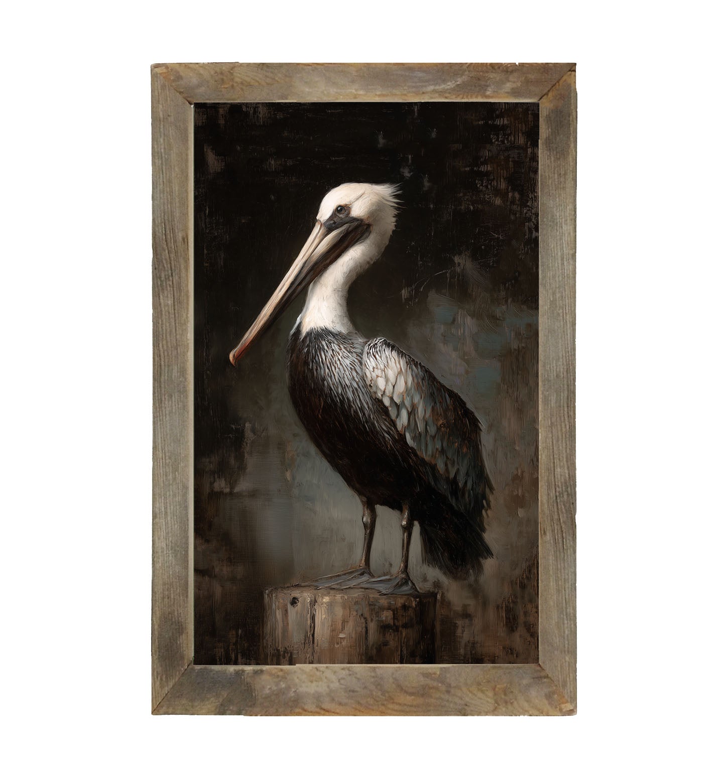 Beach Bird - Black and White Pelican - Framed Art