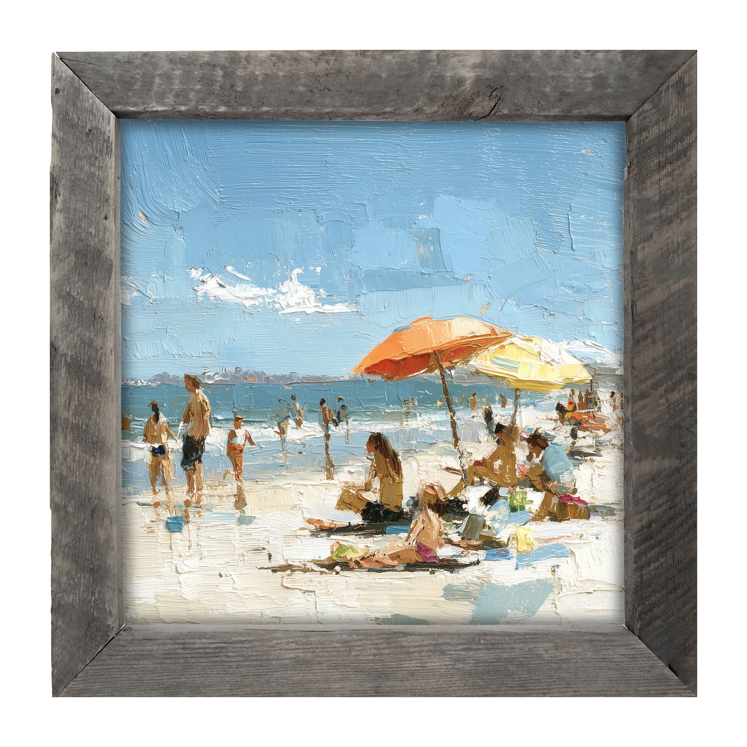 Beach Time - Orange Umbrella - Framed Art