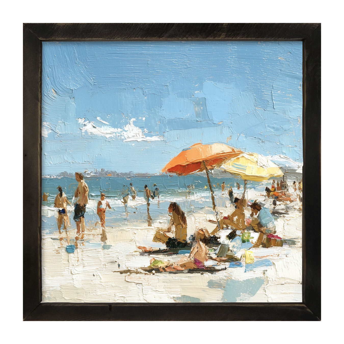 Beach Time - Orange Umbrella - Framed Art