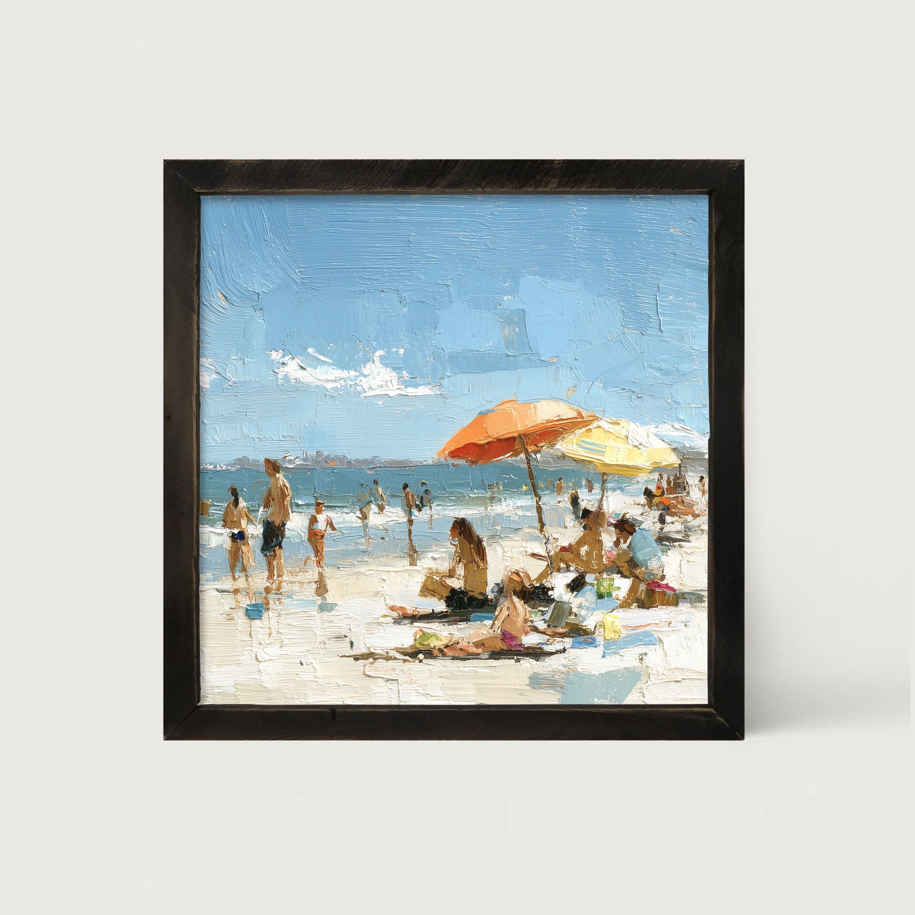 Beach Time - Orange Umbrella - Framed Art