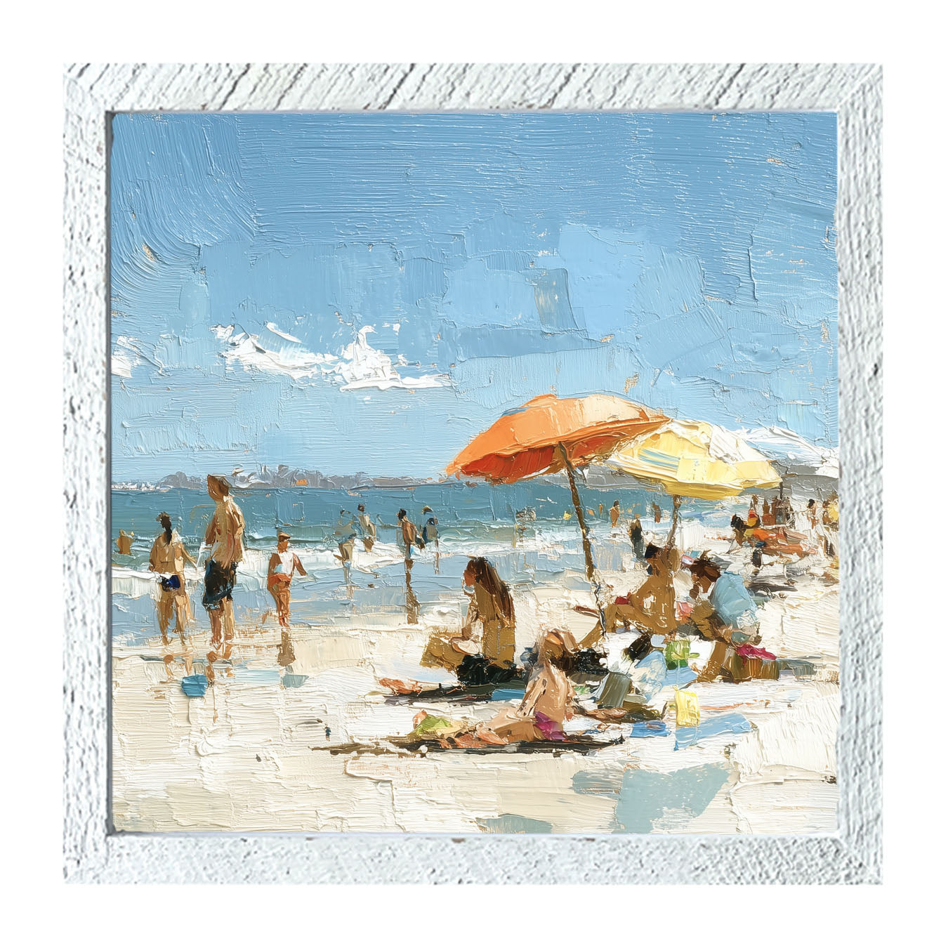 Beach Time - Orange Umbrella - Framed Art