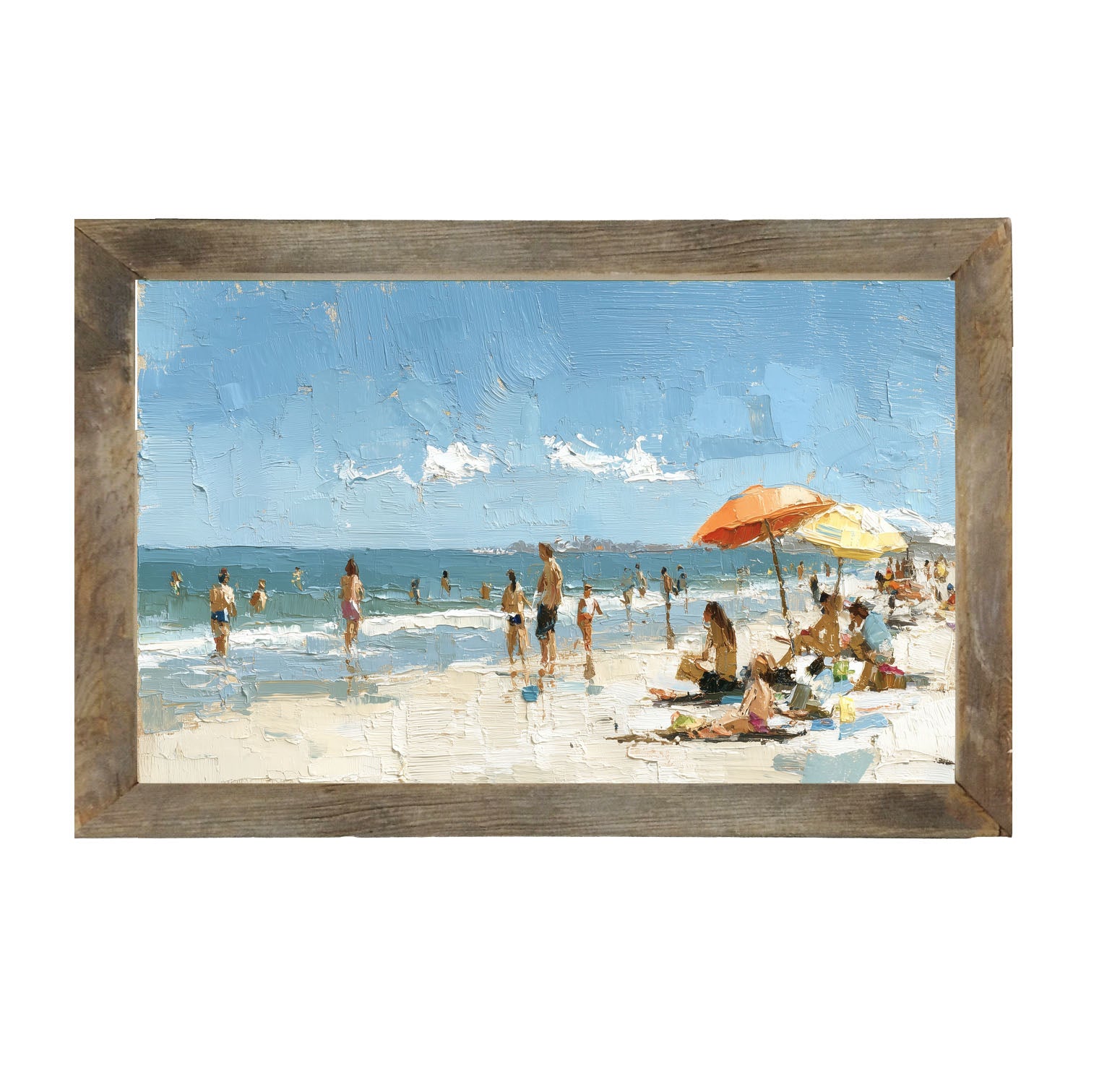 Beach Time - Orange Umbrella - Framed Art
