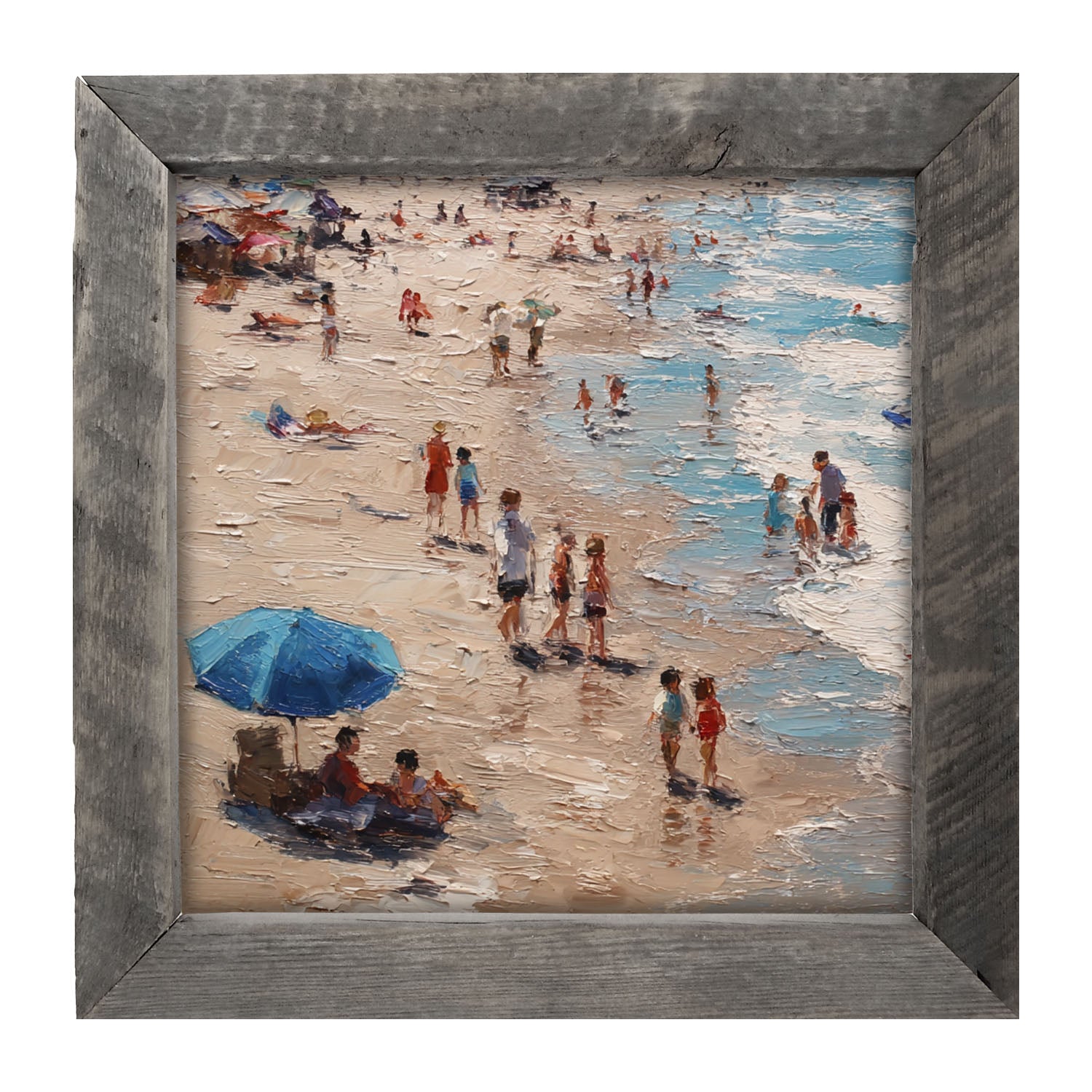 Beach Time - Blue Umbrella - Framed Art