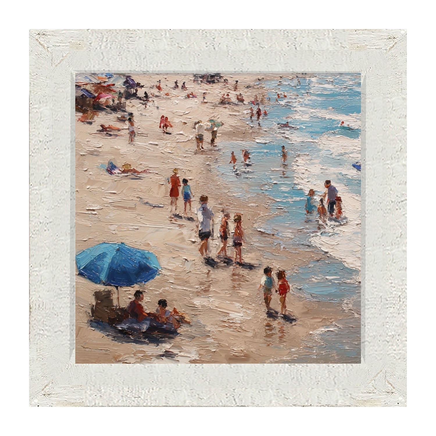 Beach Time - Blue Umbrella - Framed Art