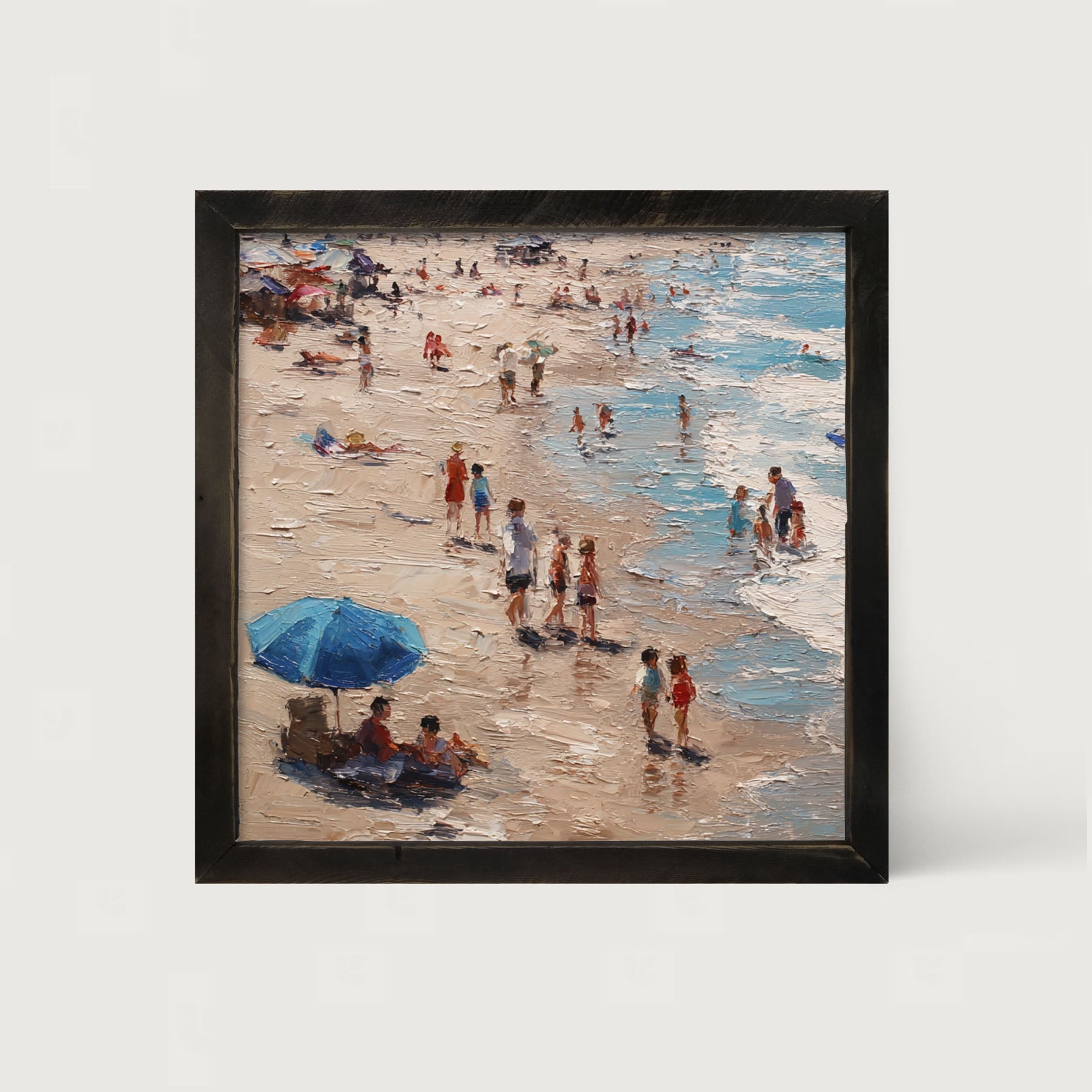 Beach Time - Blue Umbrella - Framed Art