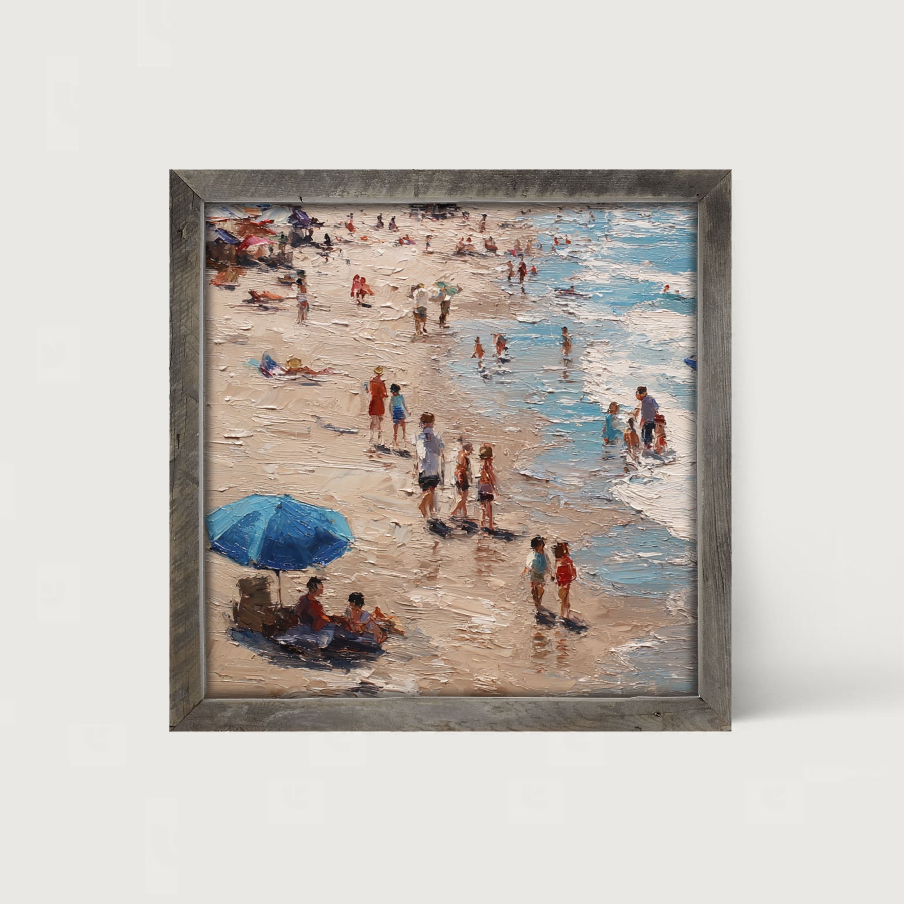 Beach Time - Blue Umbrella - Framed Art