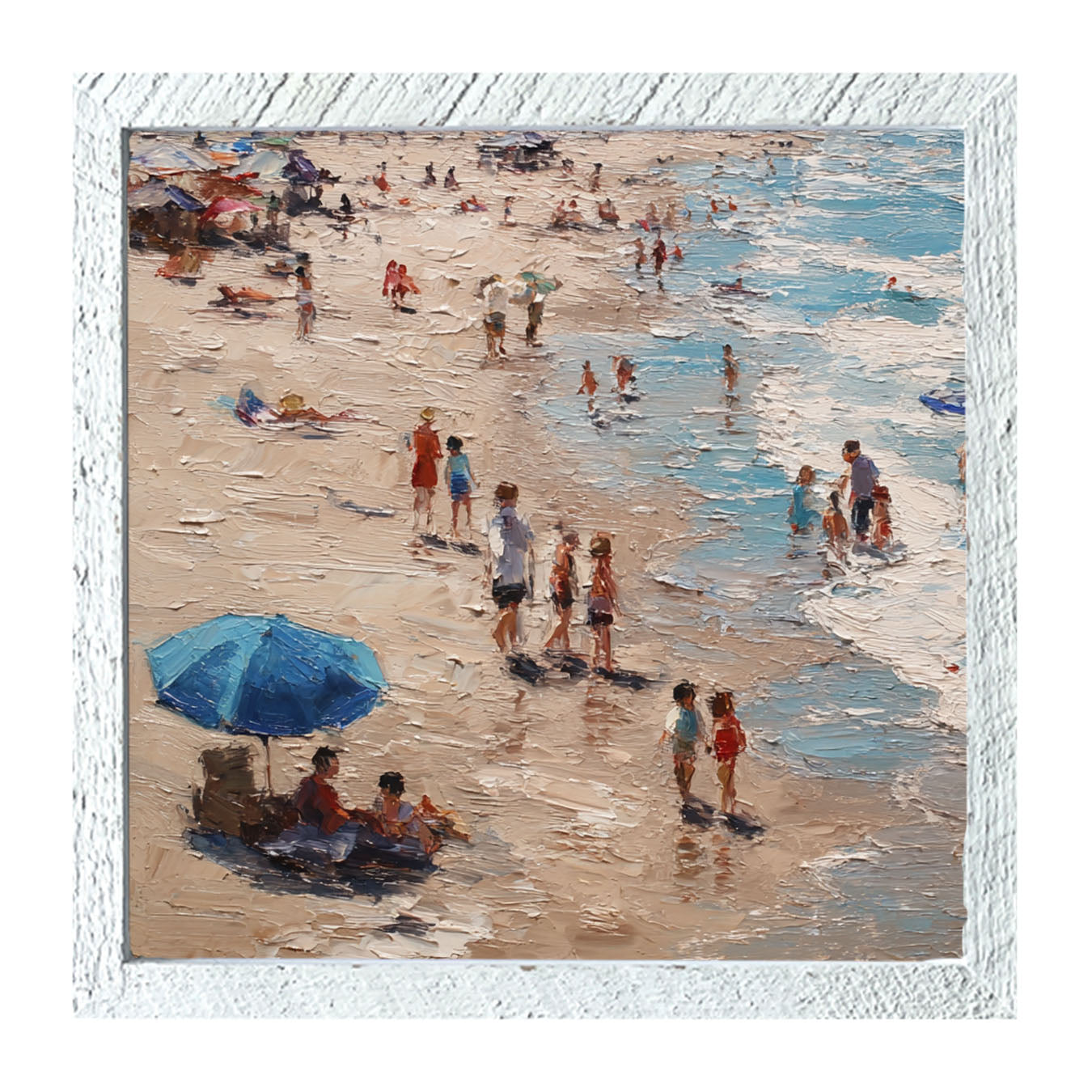 Beach Time - Blue Umbrella - Framed Art