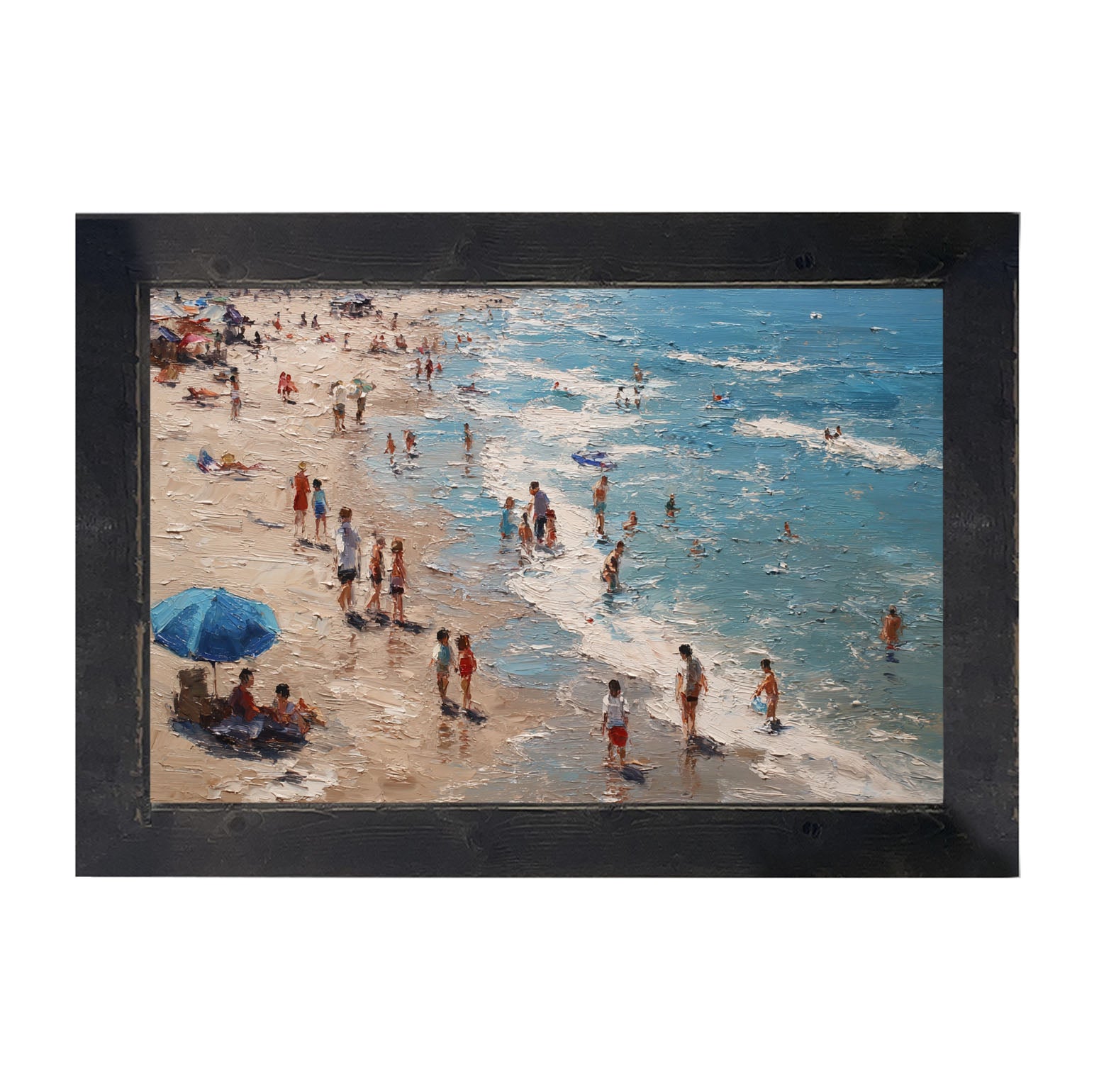 Beach Time - Blue Umbrella - Framed Art