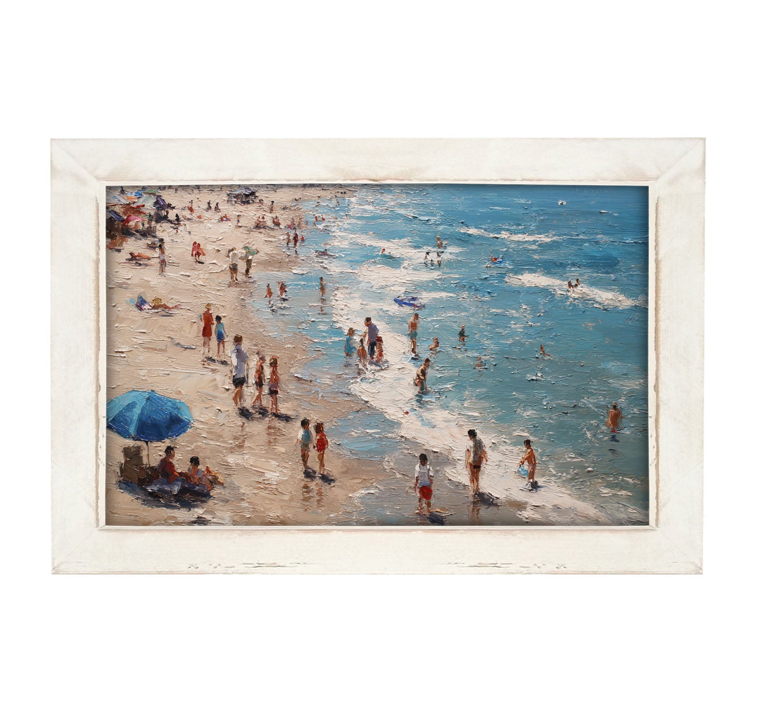 Beach Time - Blue Umbrella - Framed Art