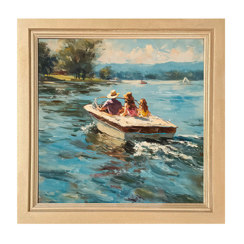 Family Boating on the Lake - Framed Art