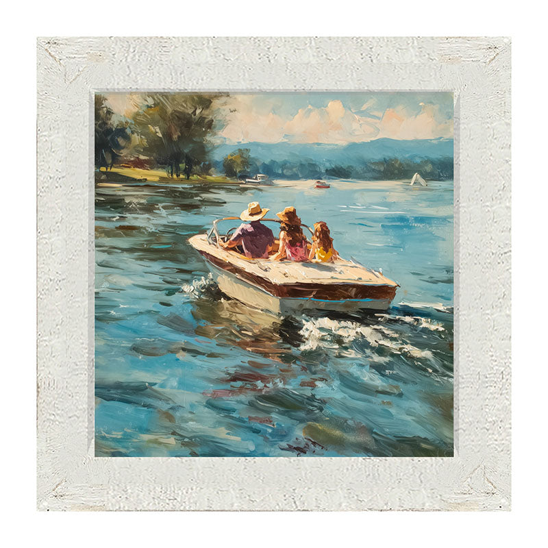 Family Boating on the Lake - Framed Art