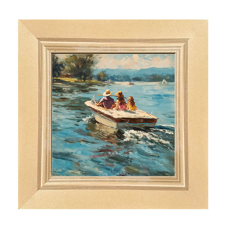 Family Boating on the Lake - Framed Art