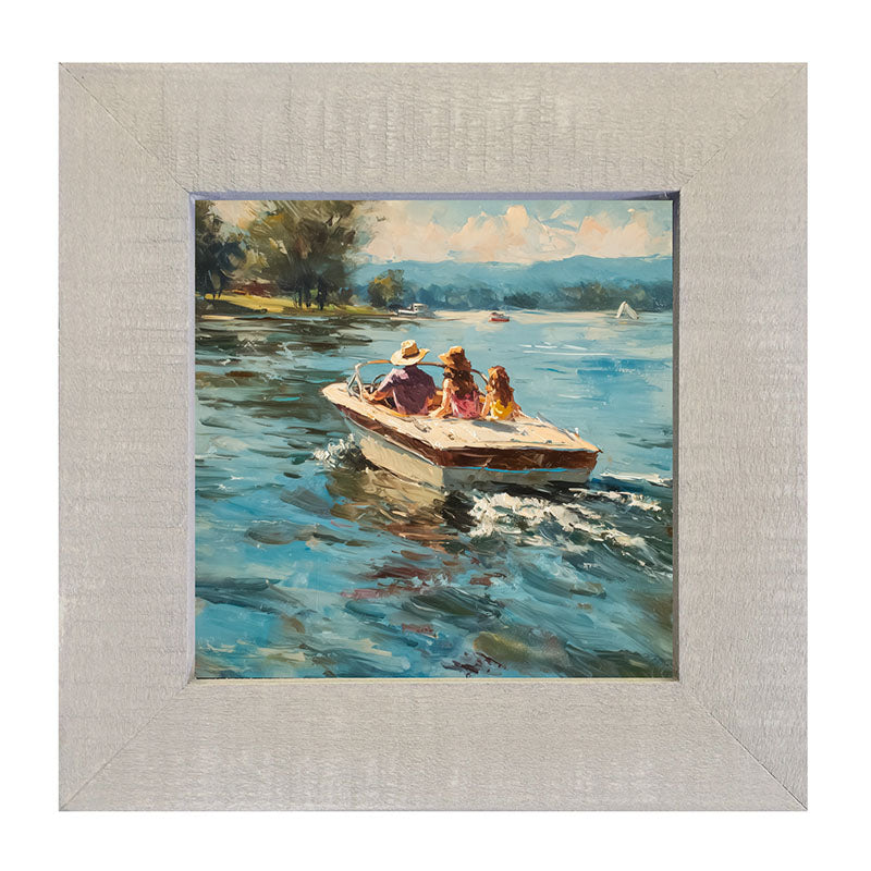 Family Boating on the Lake - Framed Art
