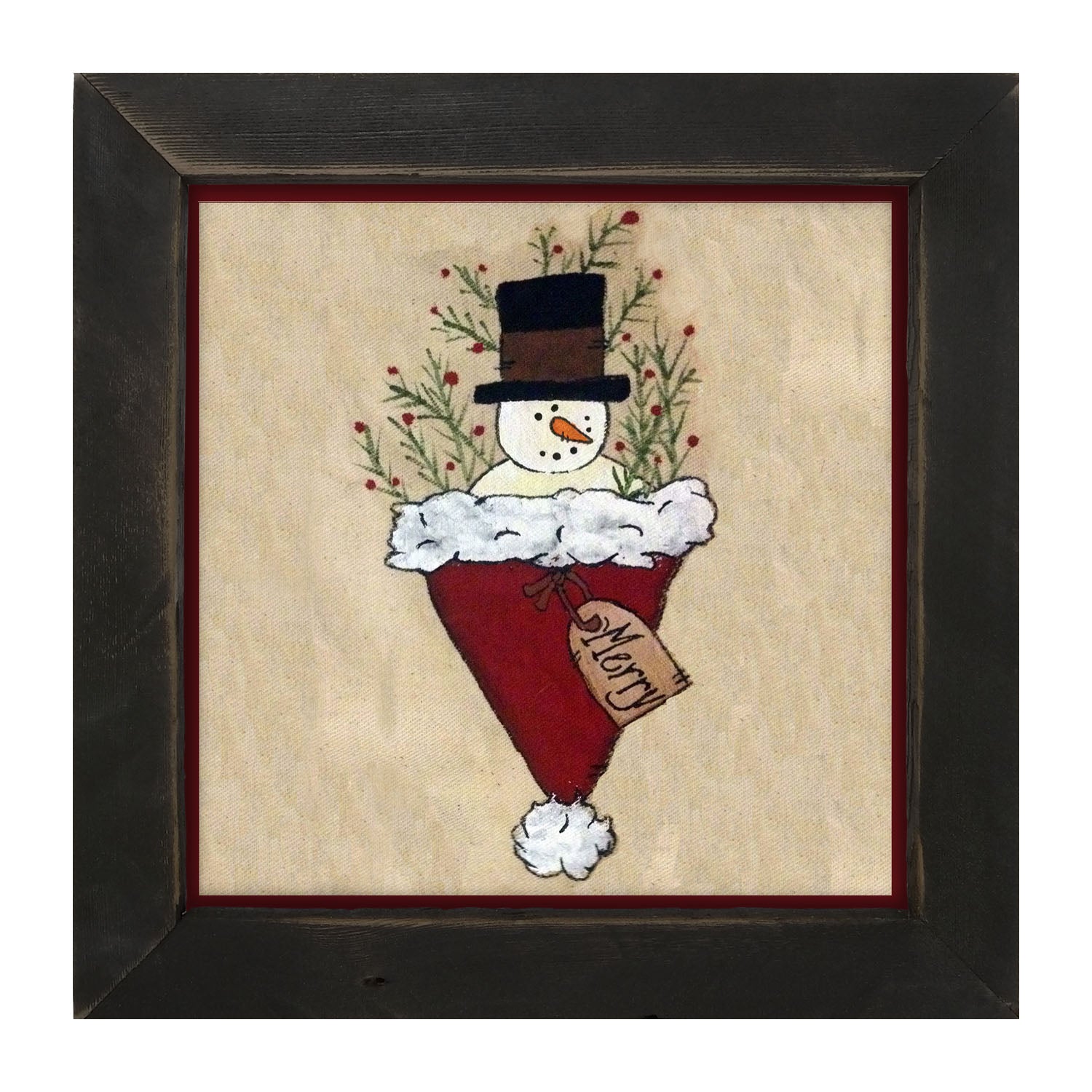 Snowman in Hat - Framed art