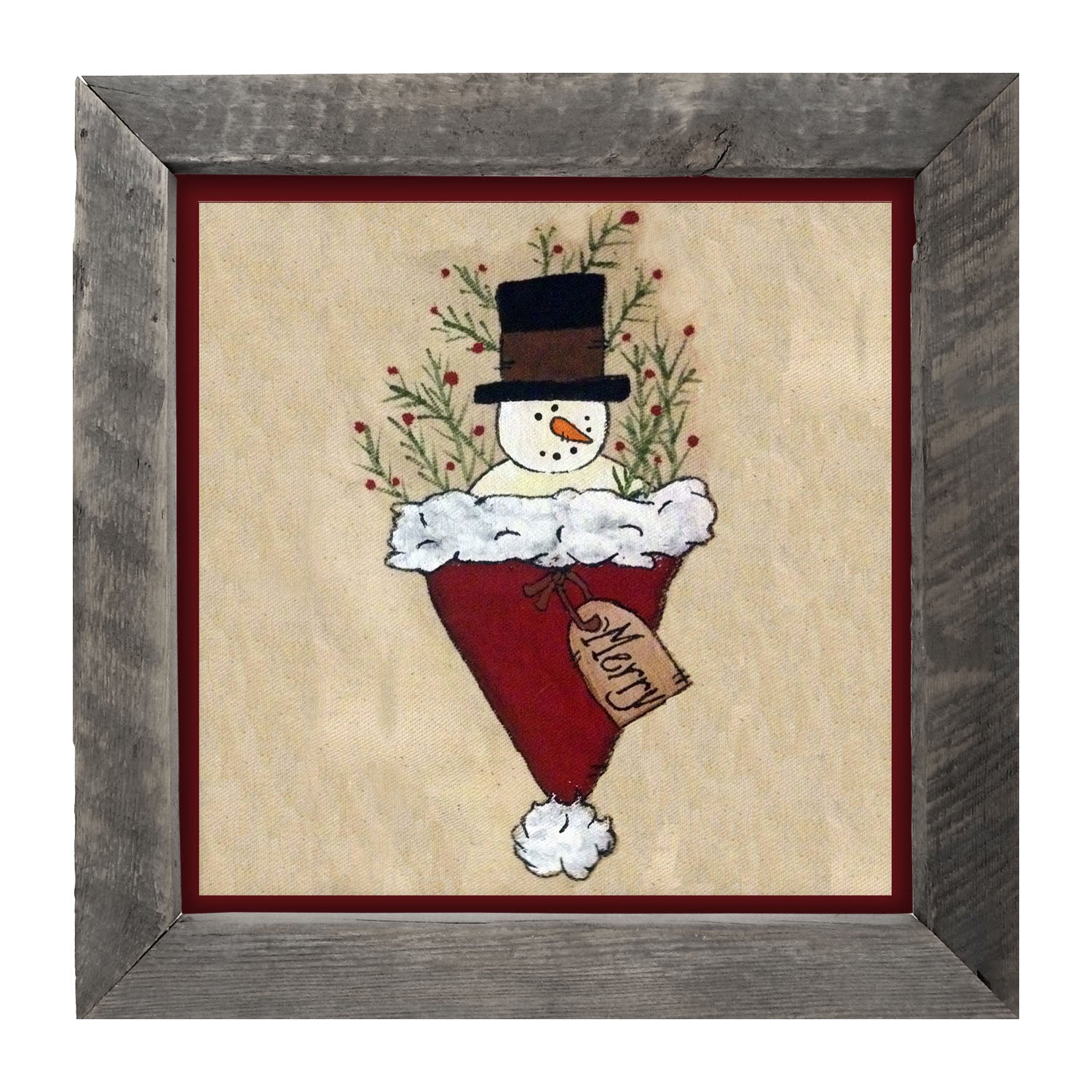 Snowman in Hat - Framed art