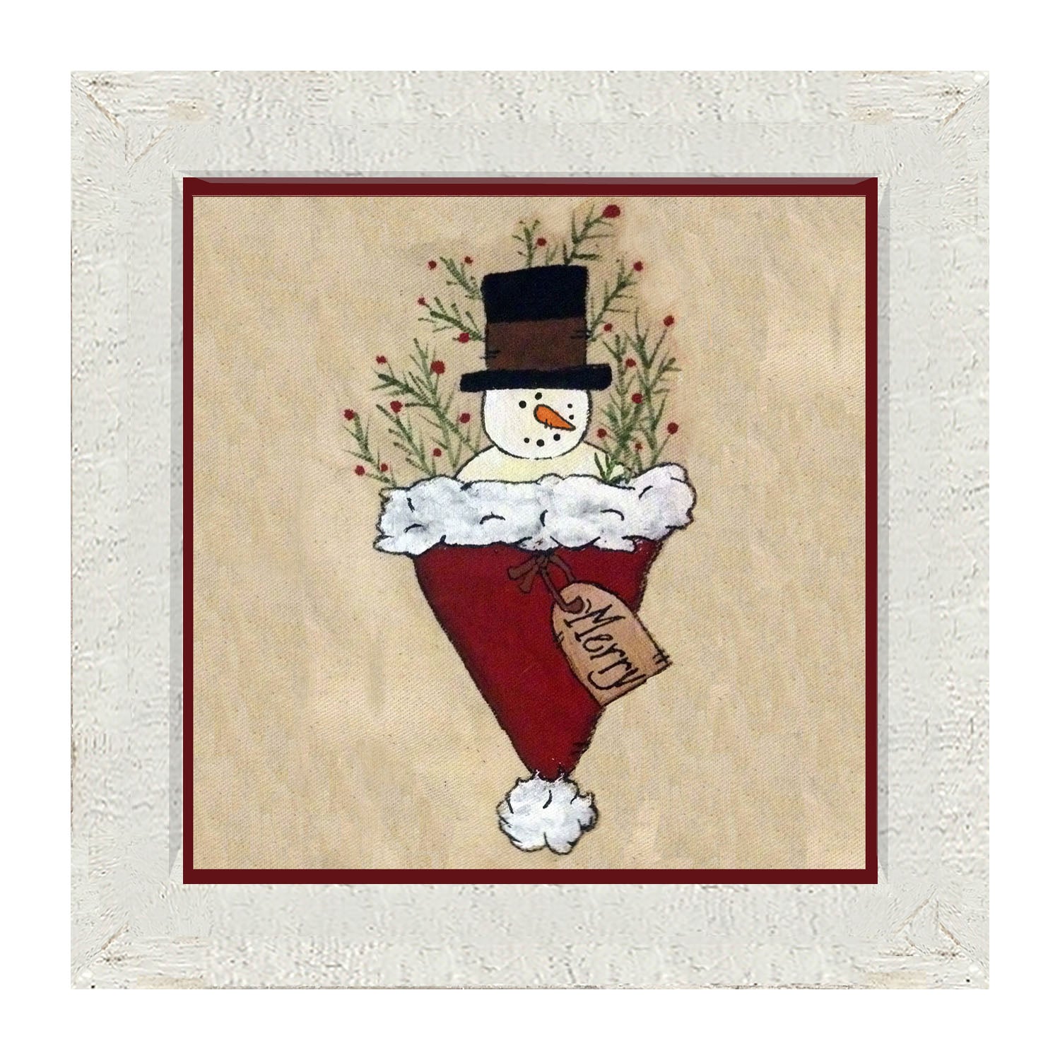 Snowman in Hat - Framed art