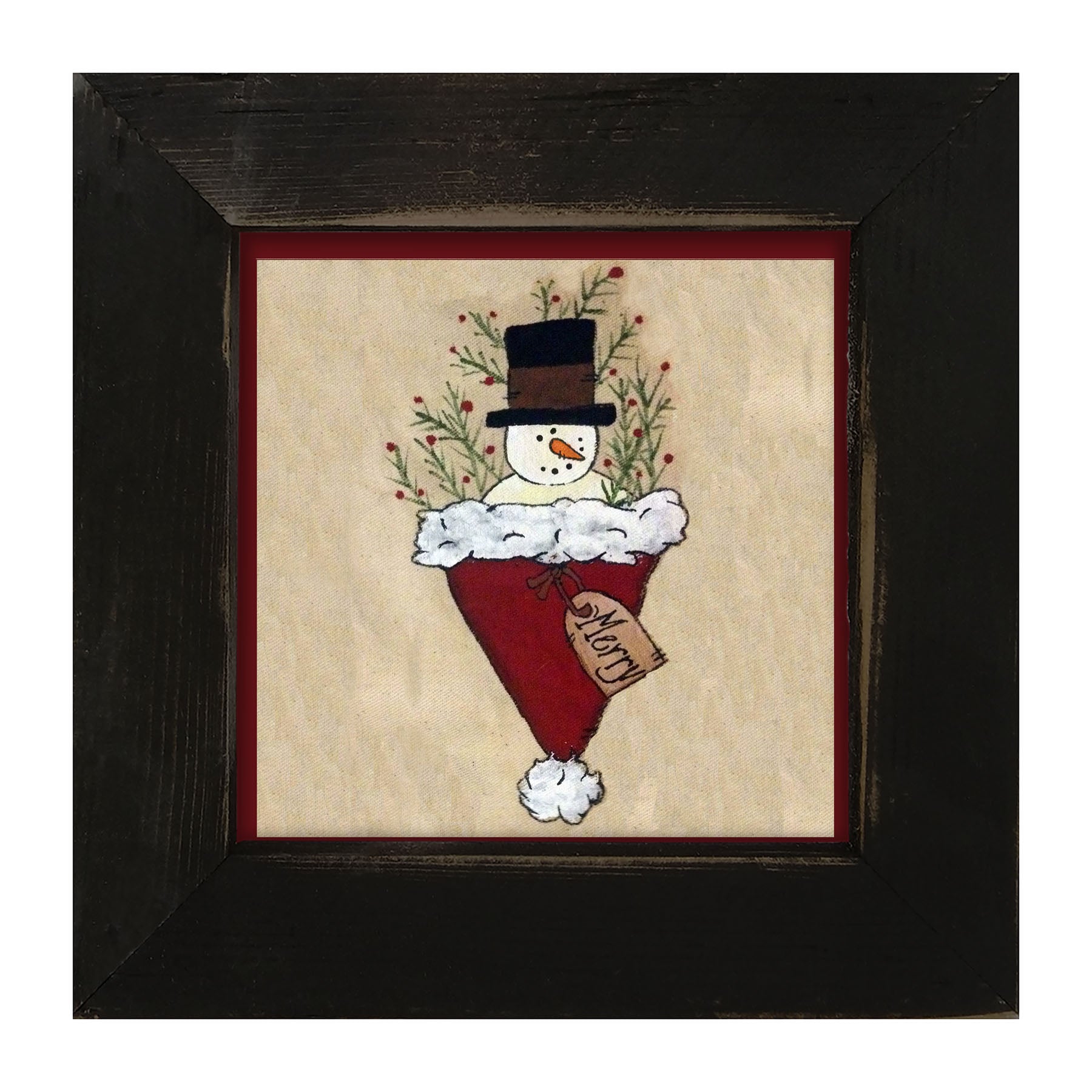 Snowman in Hat - Framed art