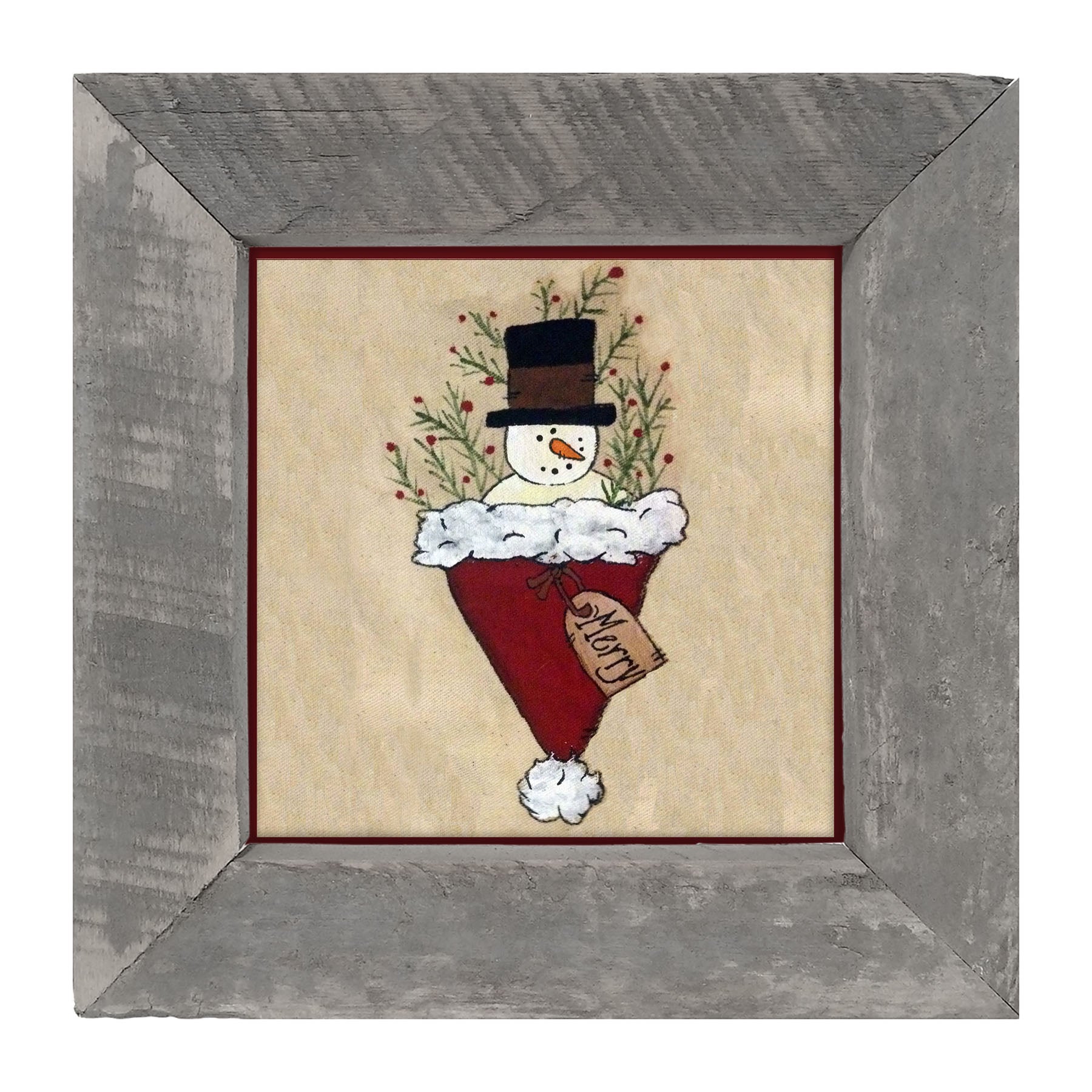 Snowman in Hat - Framed art