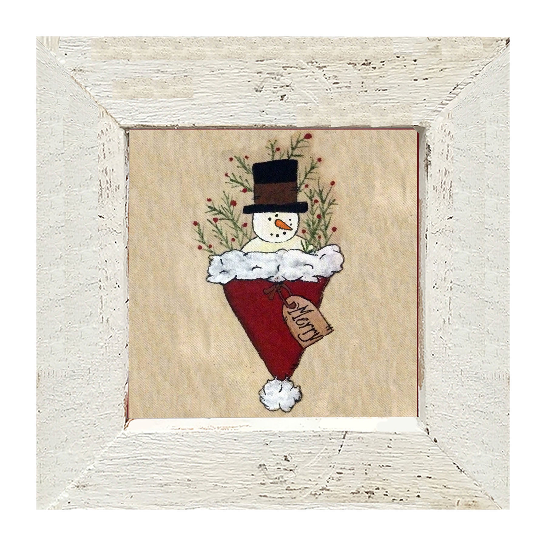 Snowman in Hat - Framed art
