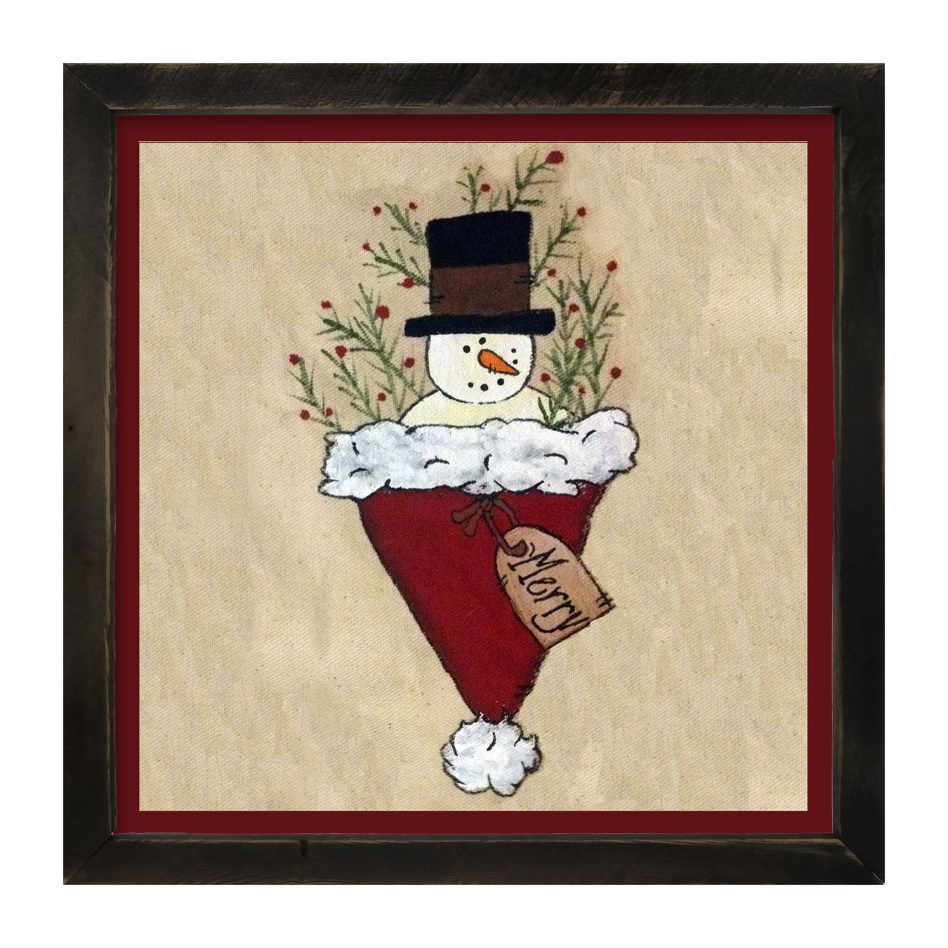 Snowman in Hat - Framed art