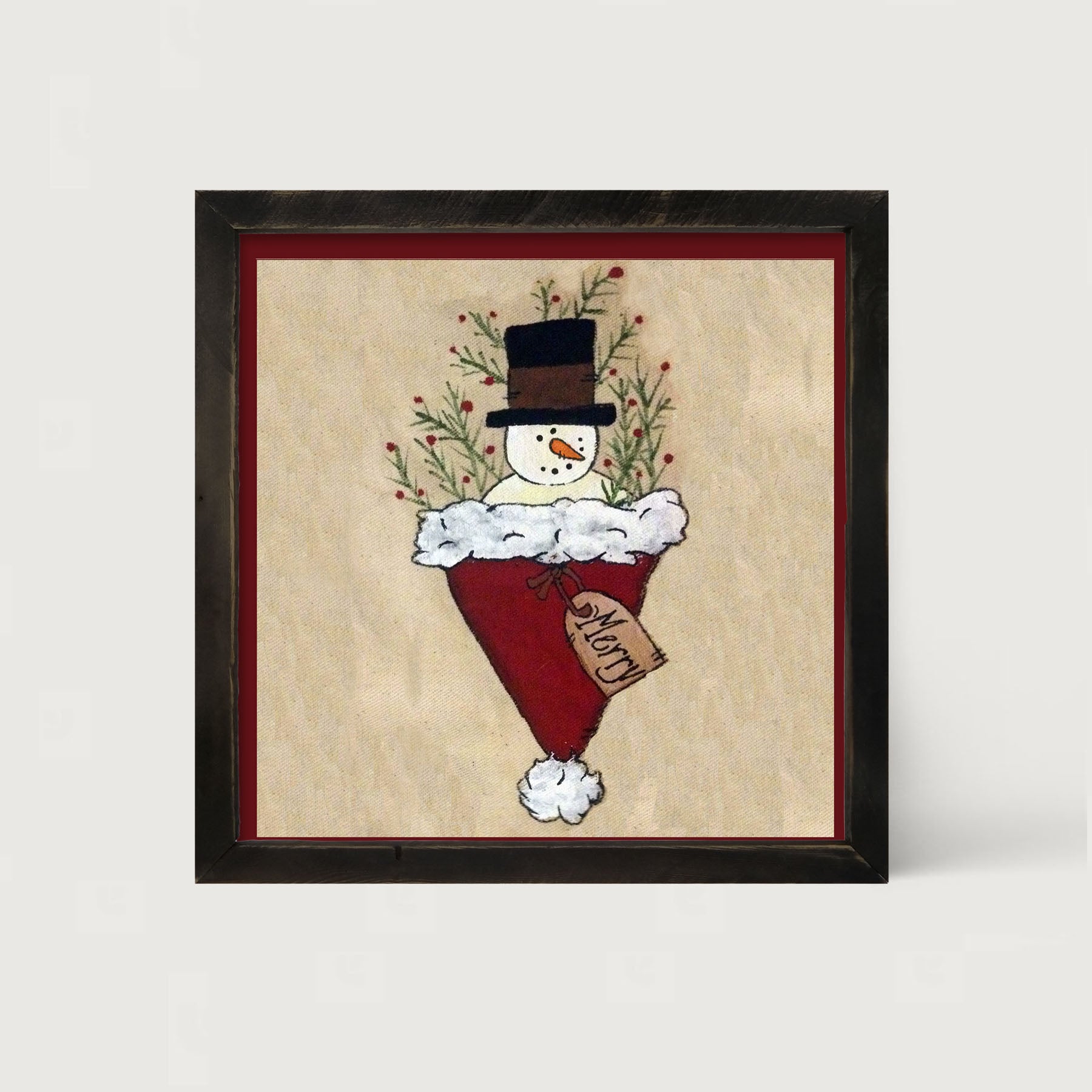 Snowman in Hat - Framed art