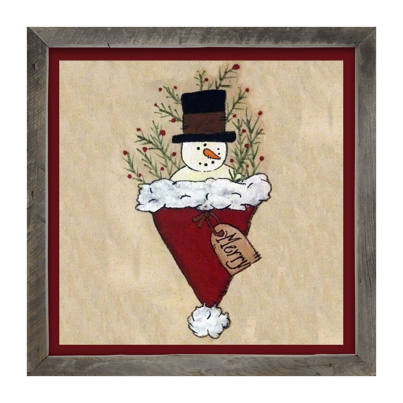 Snowman in Hat - Framed art