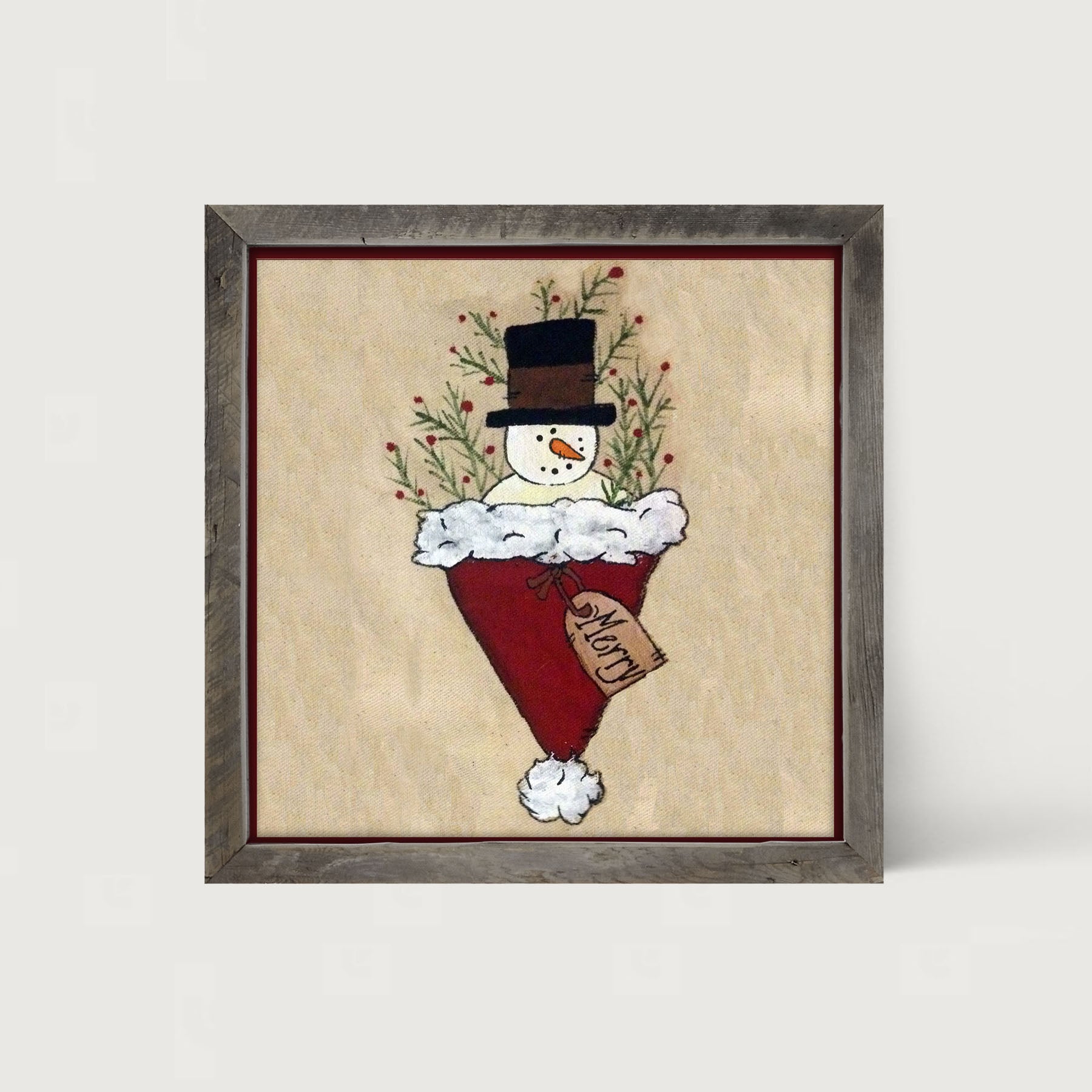 Snowman in Hat - Framed art