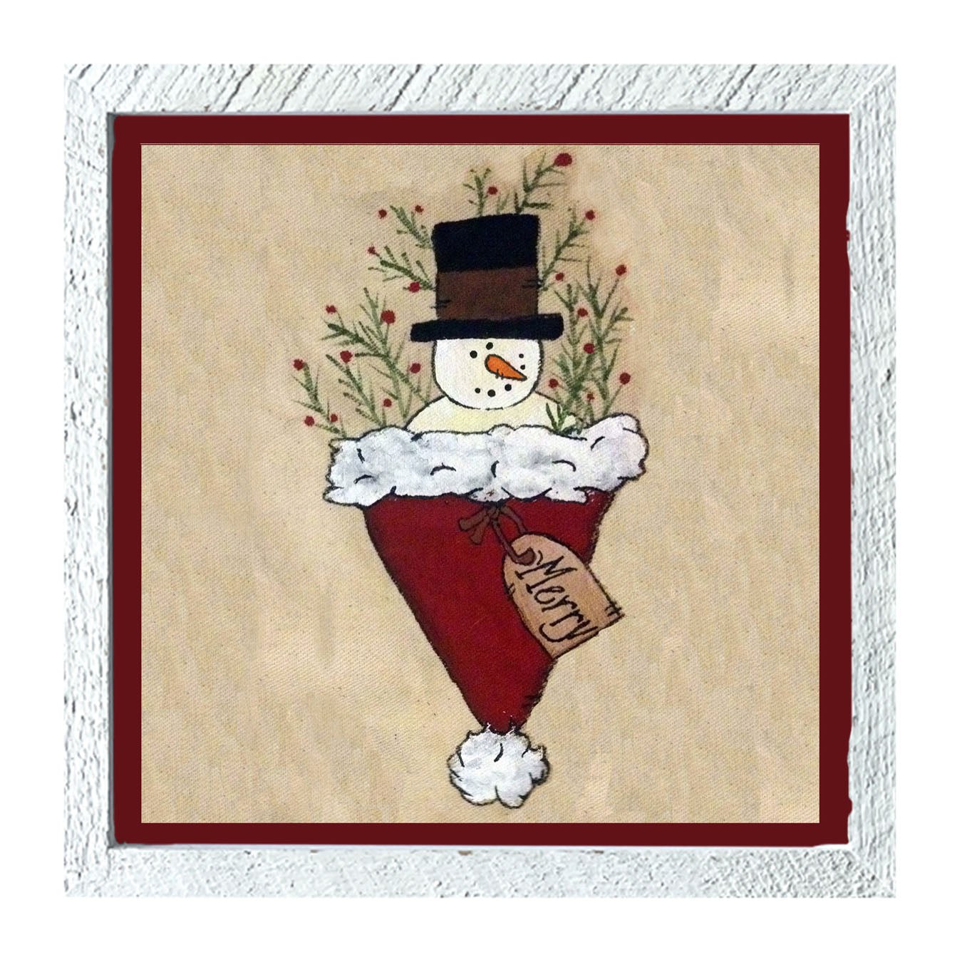 Snowman in Hat - Framed art