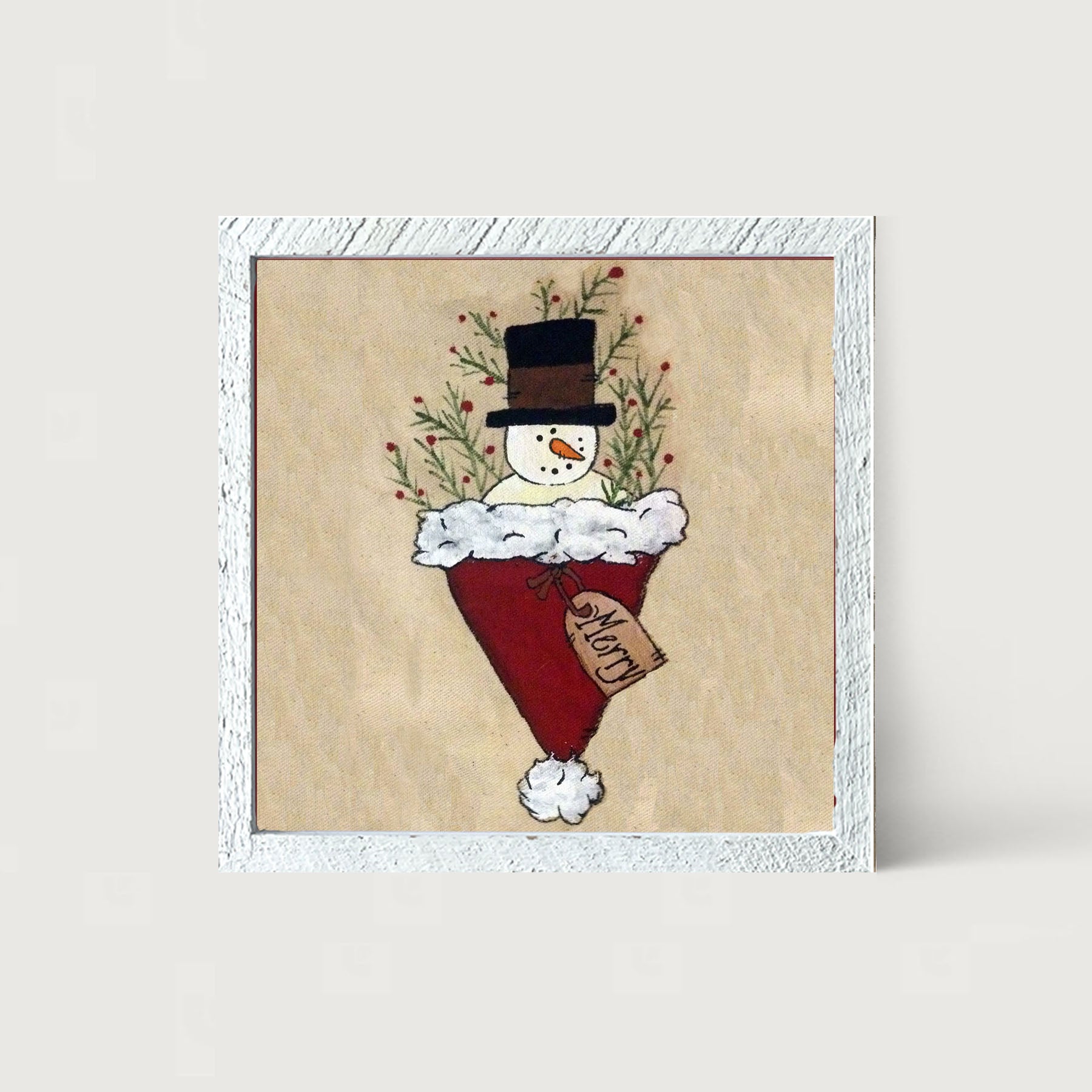 Snowman in Hat - Framed art