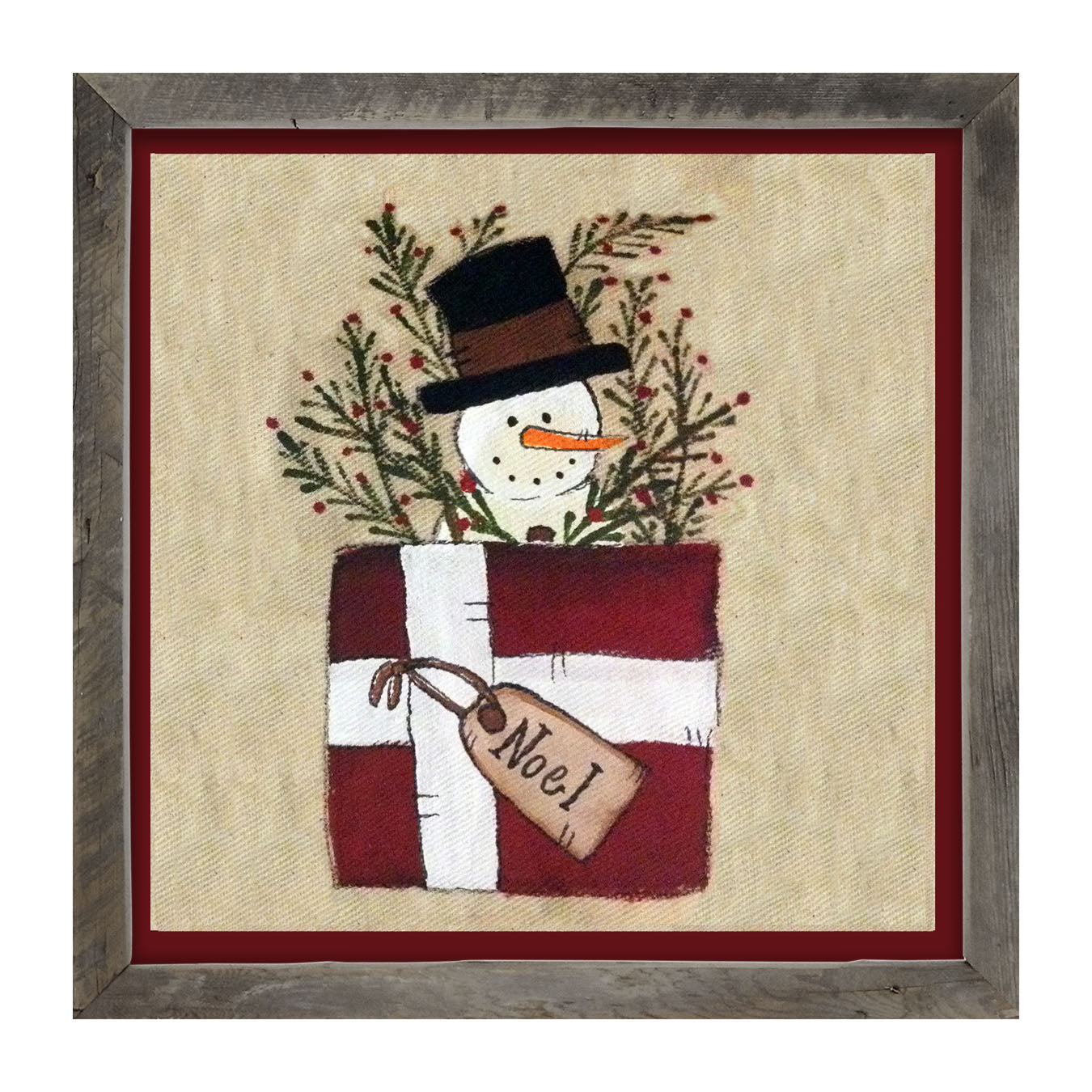 Snowman in Package - Framed art