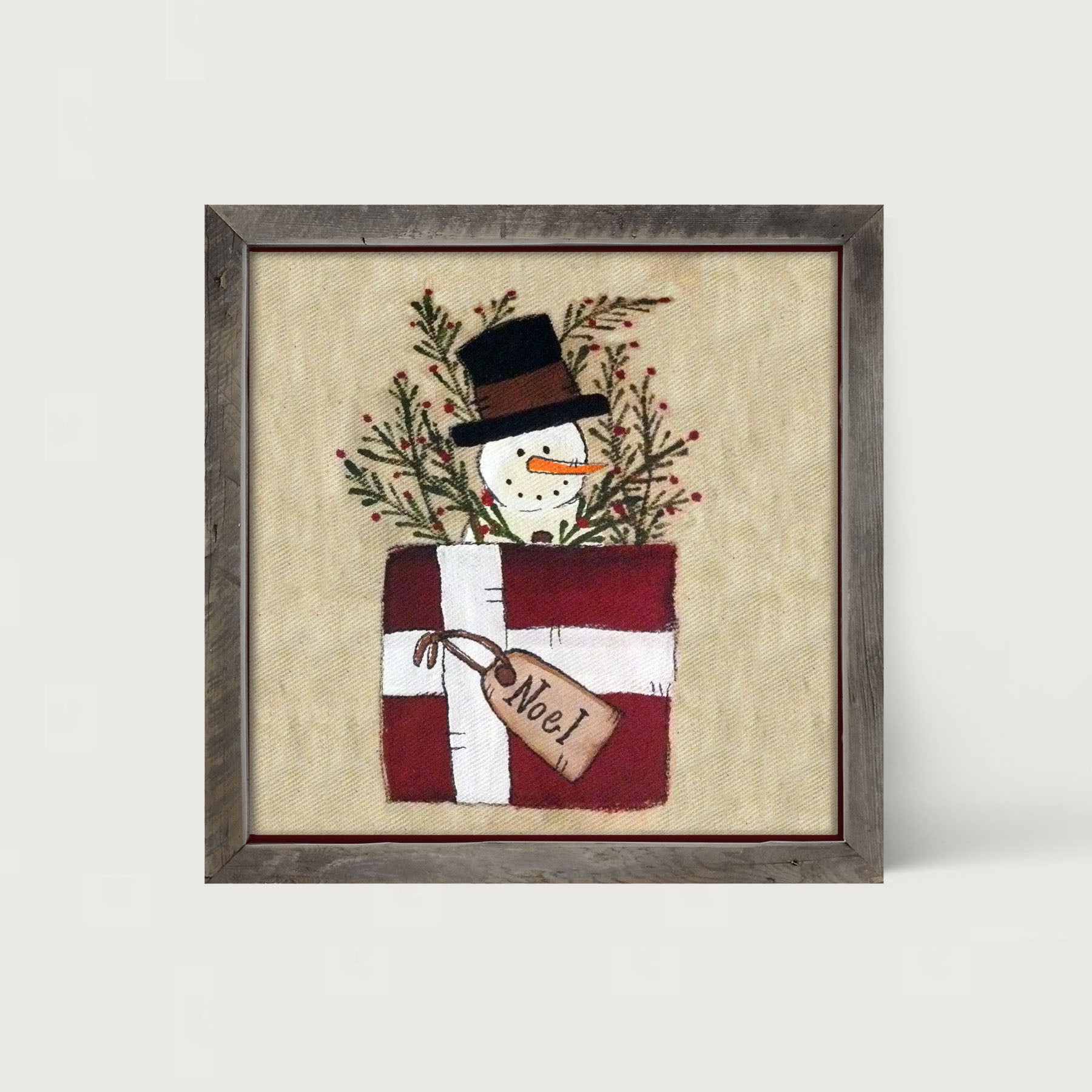 Snowman in Package - Framed art