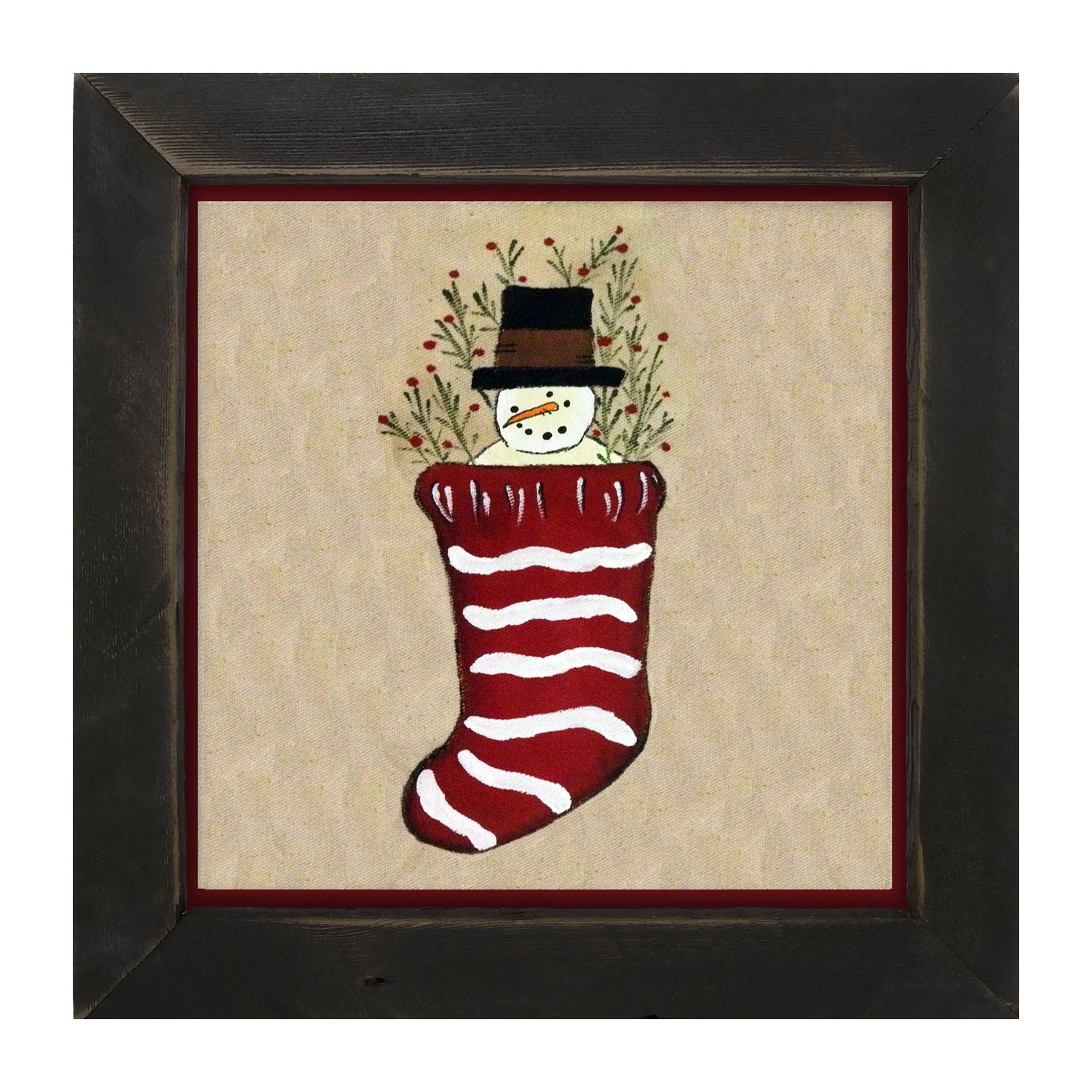 Snowman in Stocking - Framed art