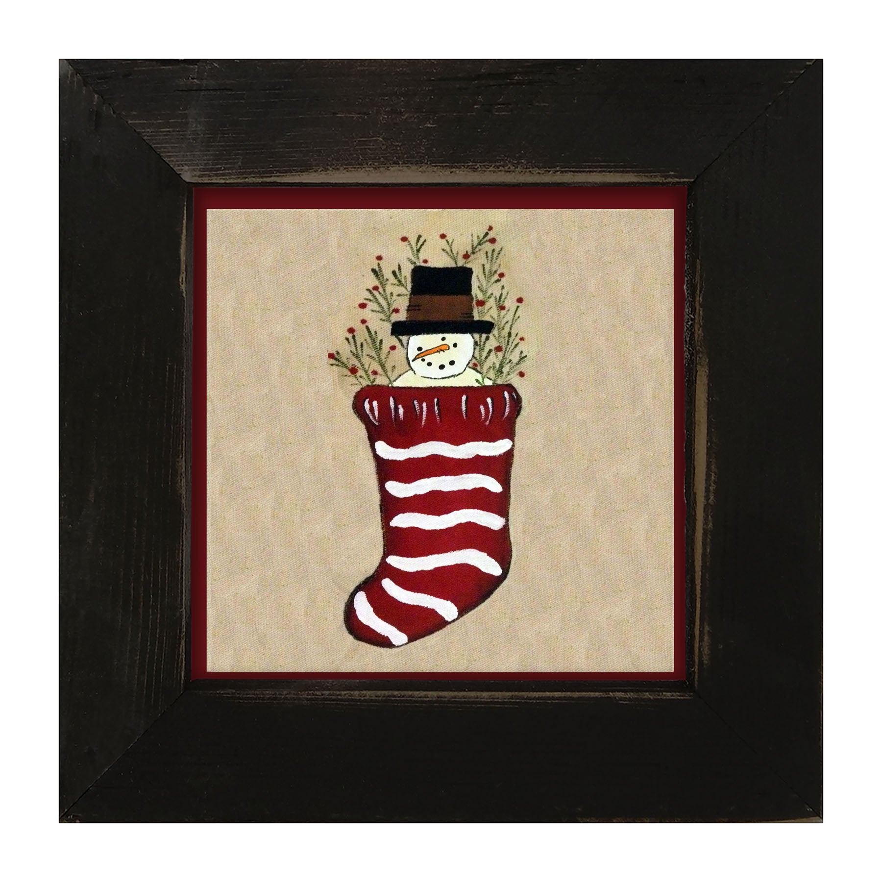 Snowman in Stocking - Framed art