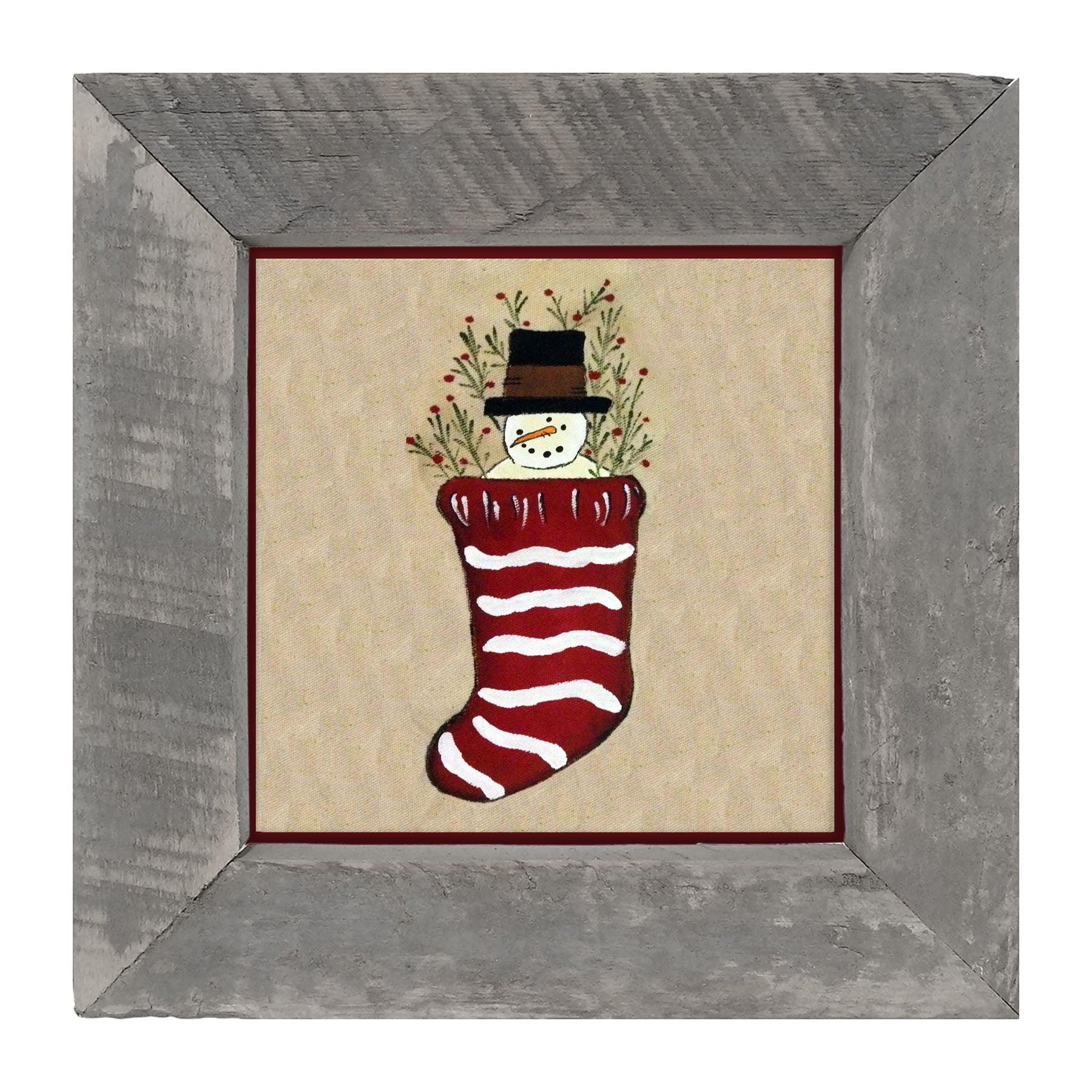 Snowman in Stocking - Framed art