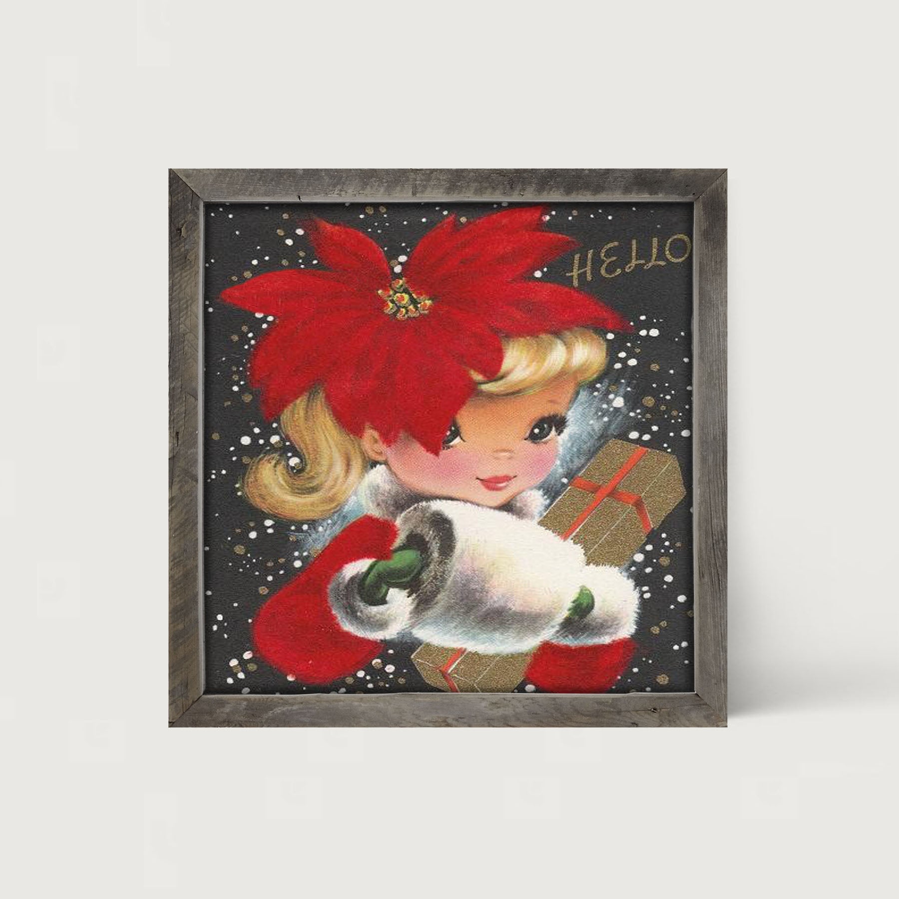 Poinsettia Girl - Framed art