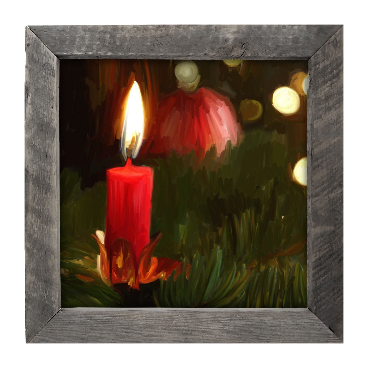 Candle in Christmas Tree - Framed art