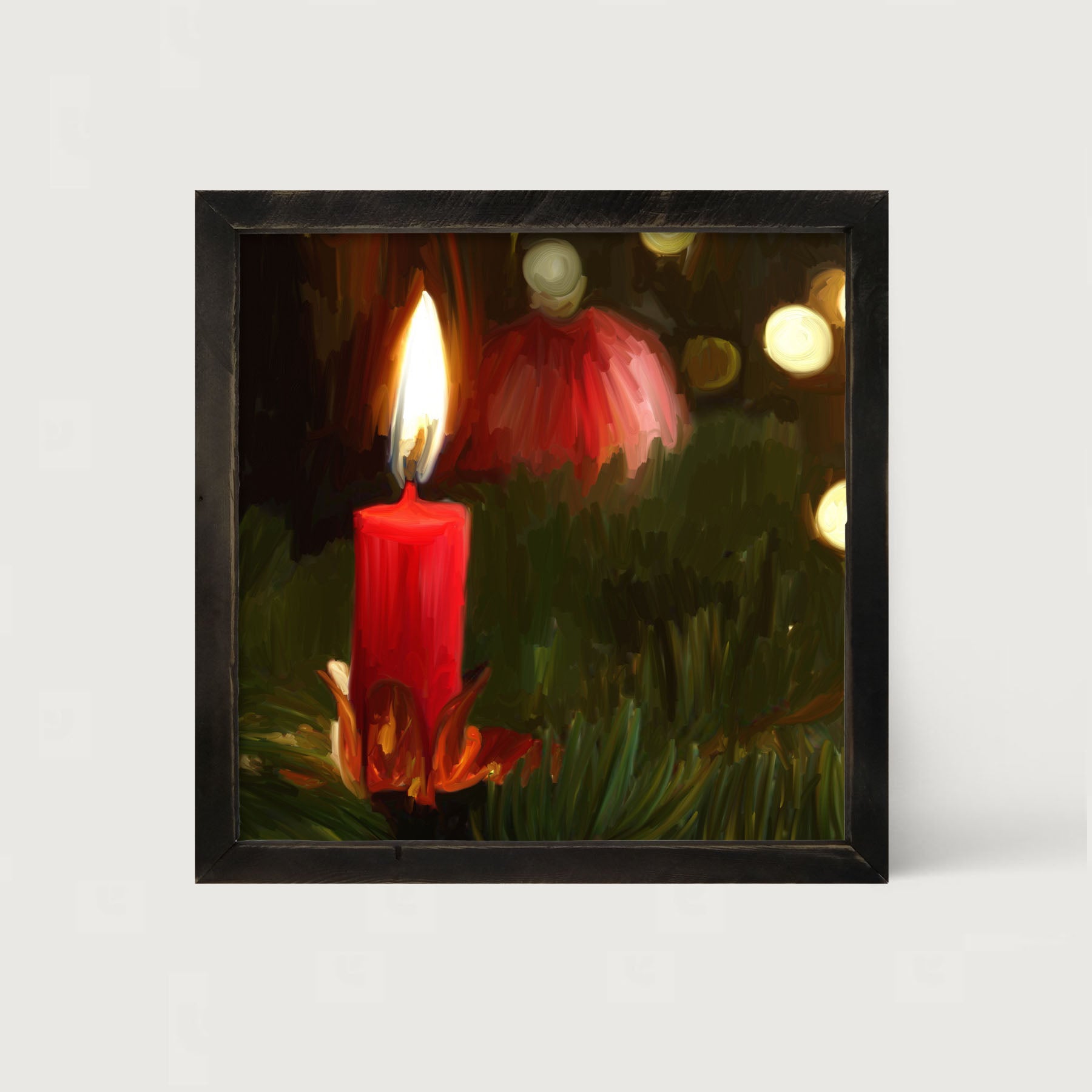 Candle in Christmas Tree - Framed art
