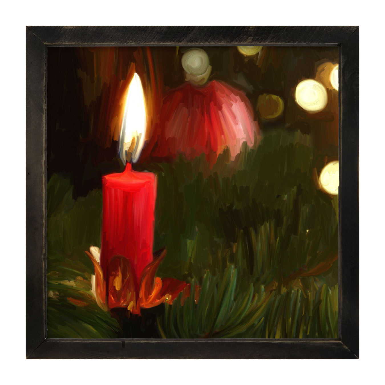 Candle in Christmas Tree - Framed art