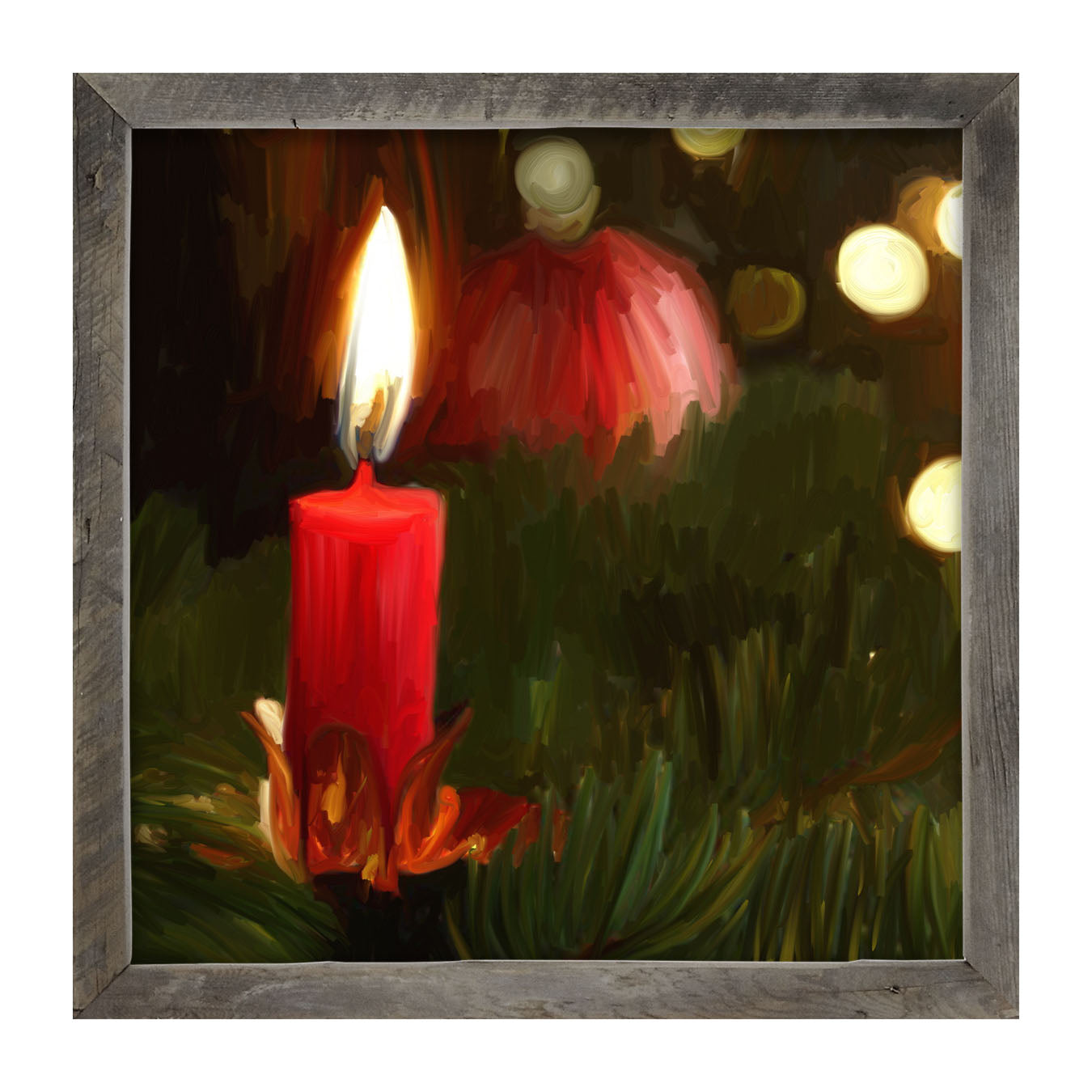 Candle in Christmas Tree - Framed art