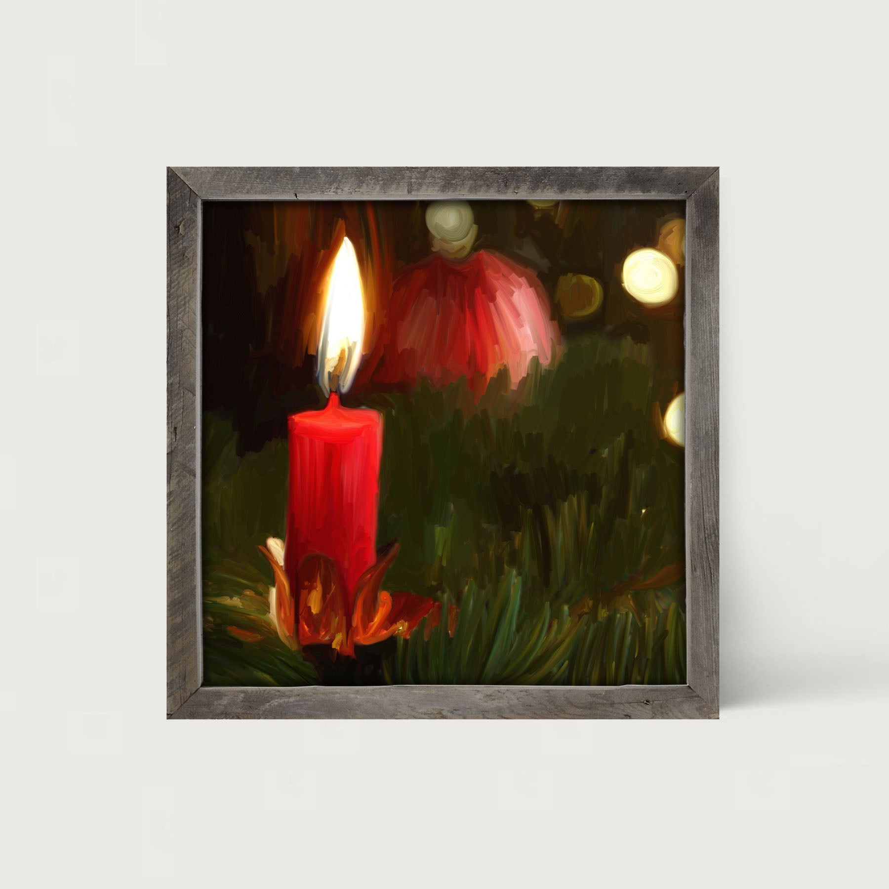 Candle in Christmas Tree - Framed art